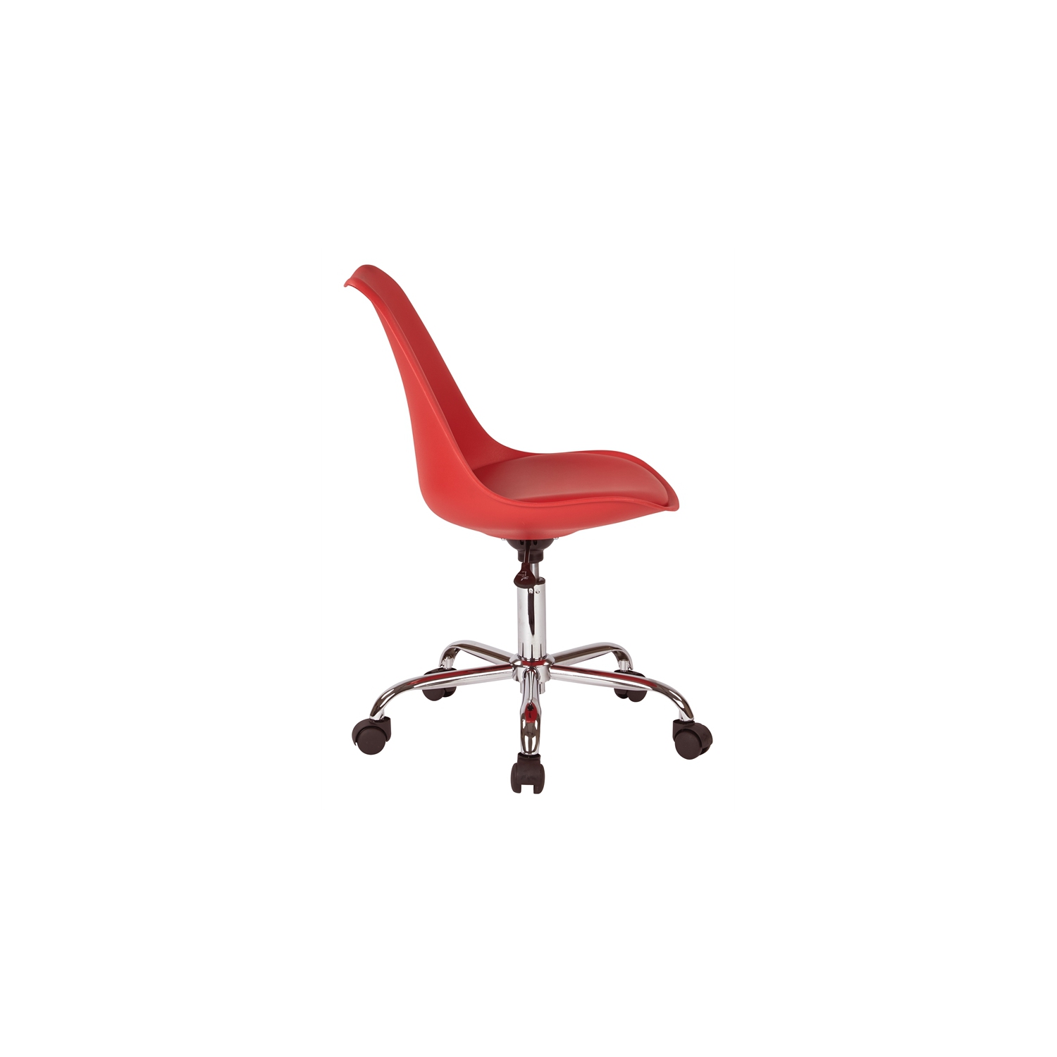 Fauteuil de bureau en similicuir rouge Emerson avec base chromée pneumatique