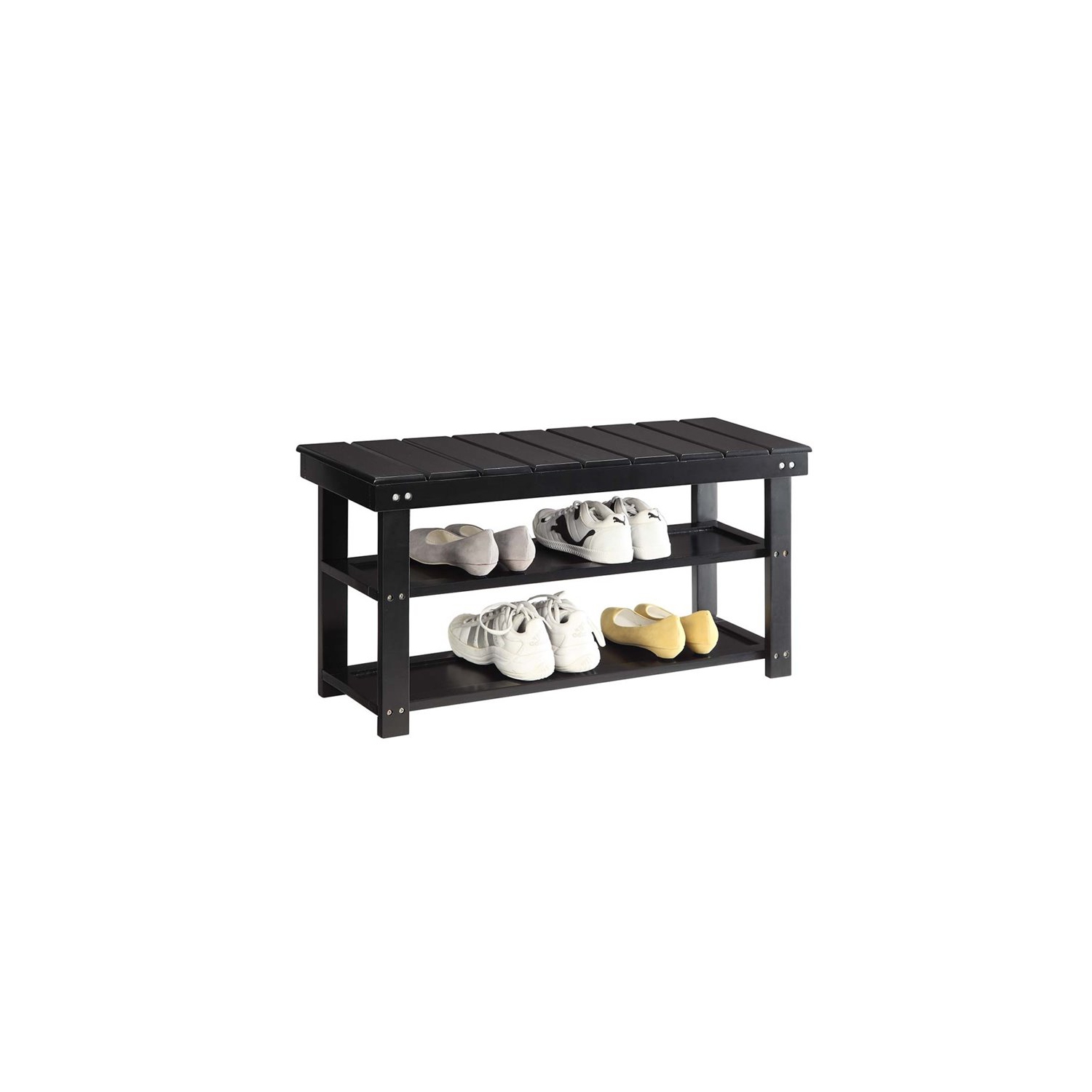 Convenience Concepts Oxford Utility Mudroom Entryway Bench in Black Wood Finish