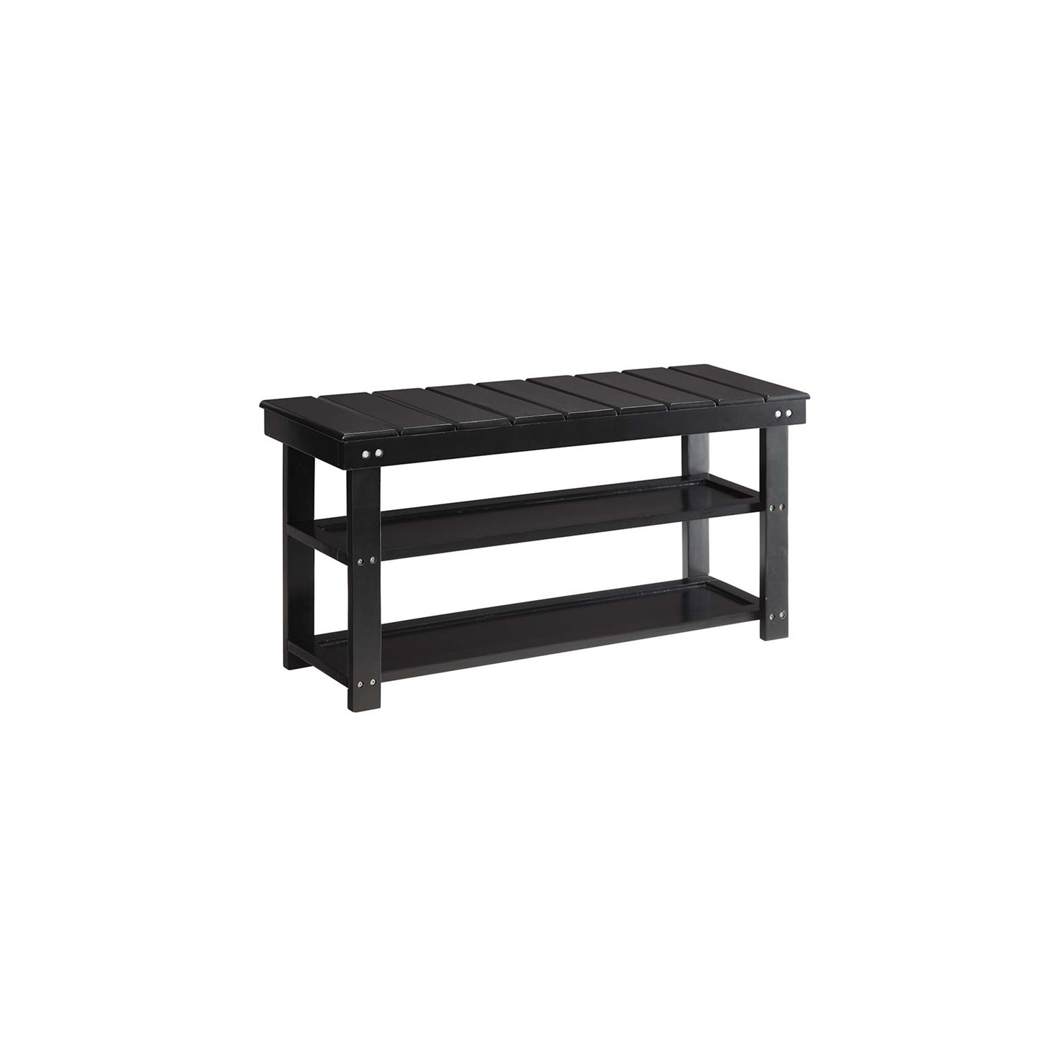 Convenience Concepts Oxford Utility Mudroom Entryway Bench in Black Wood Finish