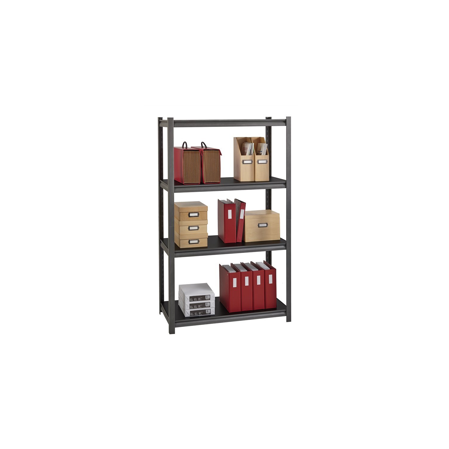 Hirsh 3200 Riveted Metal Shelving 4-Shelf Unit 18Dx36Wx60H Gunmetal Gray/Black