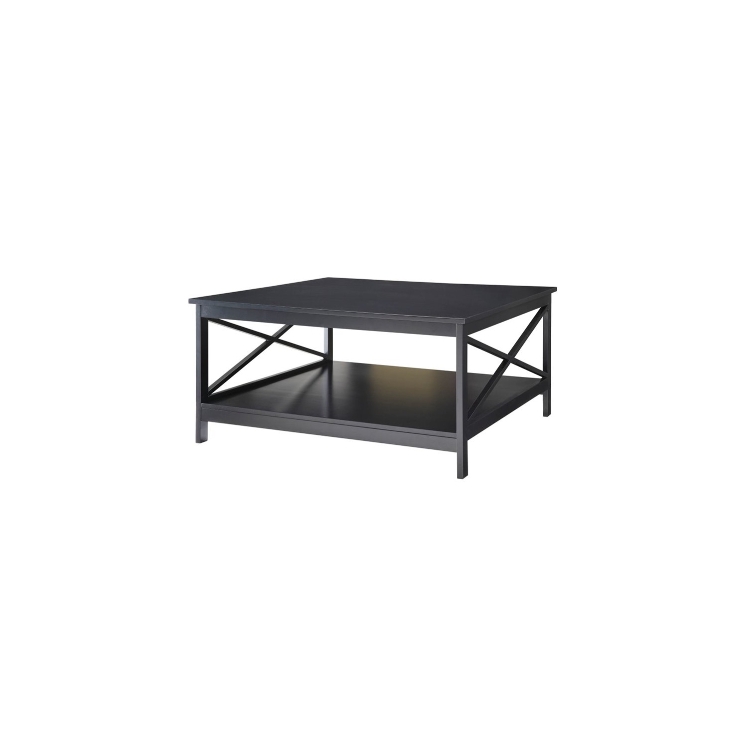 Convenience Concepts Oxford 36" Square Coffee Table in Black Wood Finish
