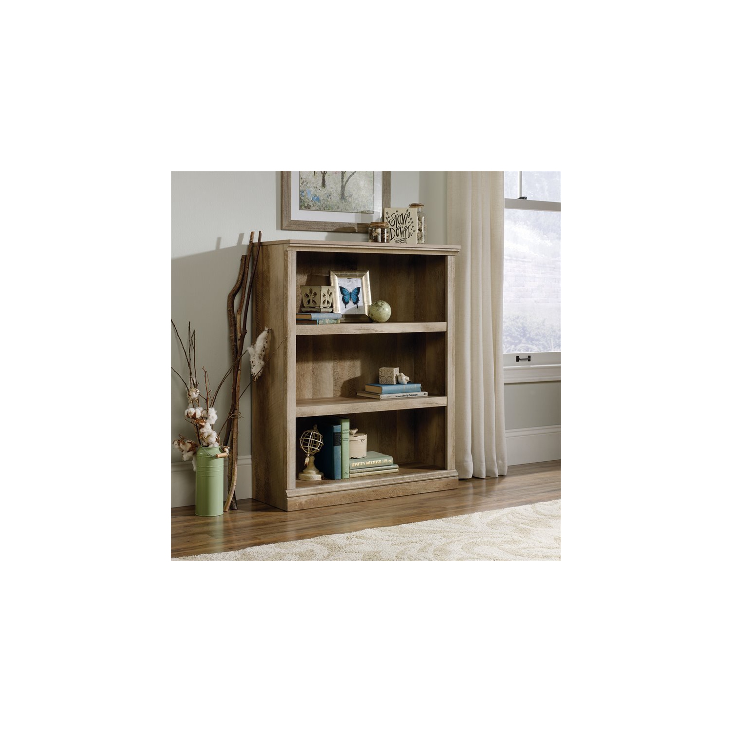 Sauder Select 3 Shelf Bookcase in Lintel Oak