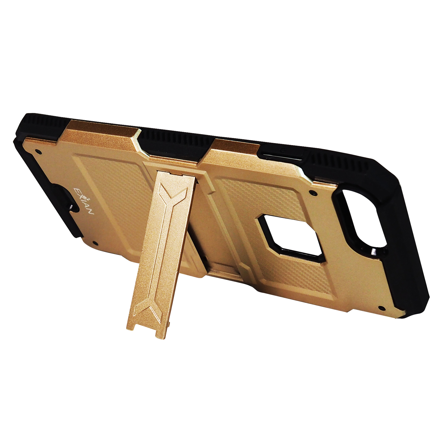 Exian iPhone 8 Plus / 7 Plus Screen Protectors X 2 and Armored Case with Stand Gold