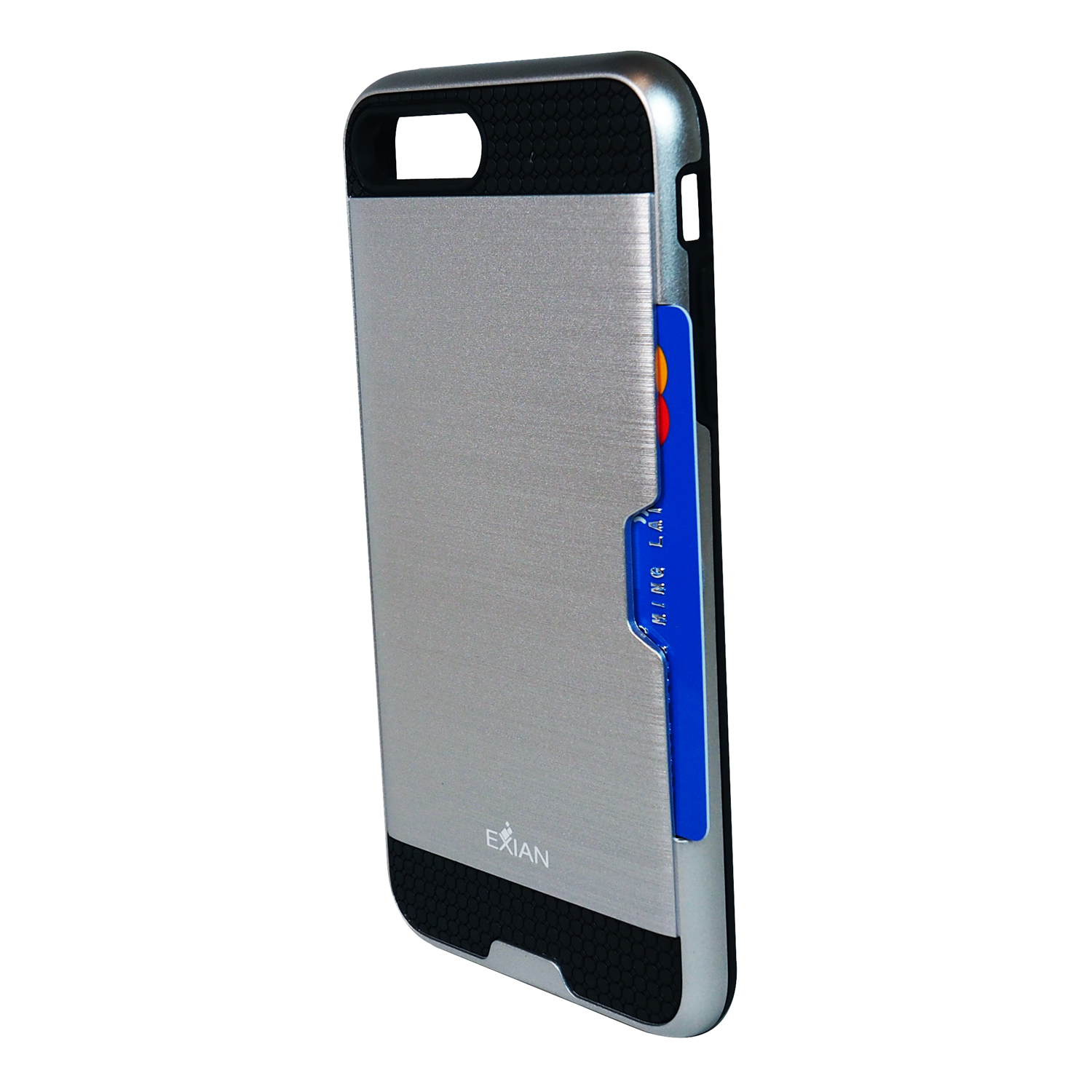 Exian Fitted Hard Shell Case for iPhone 8 Plus;iPhone 7 Plus - Metallic Silver