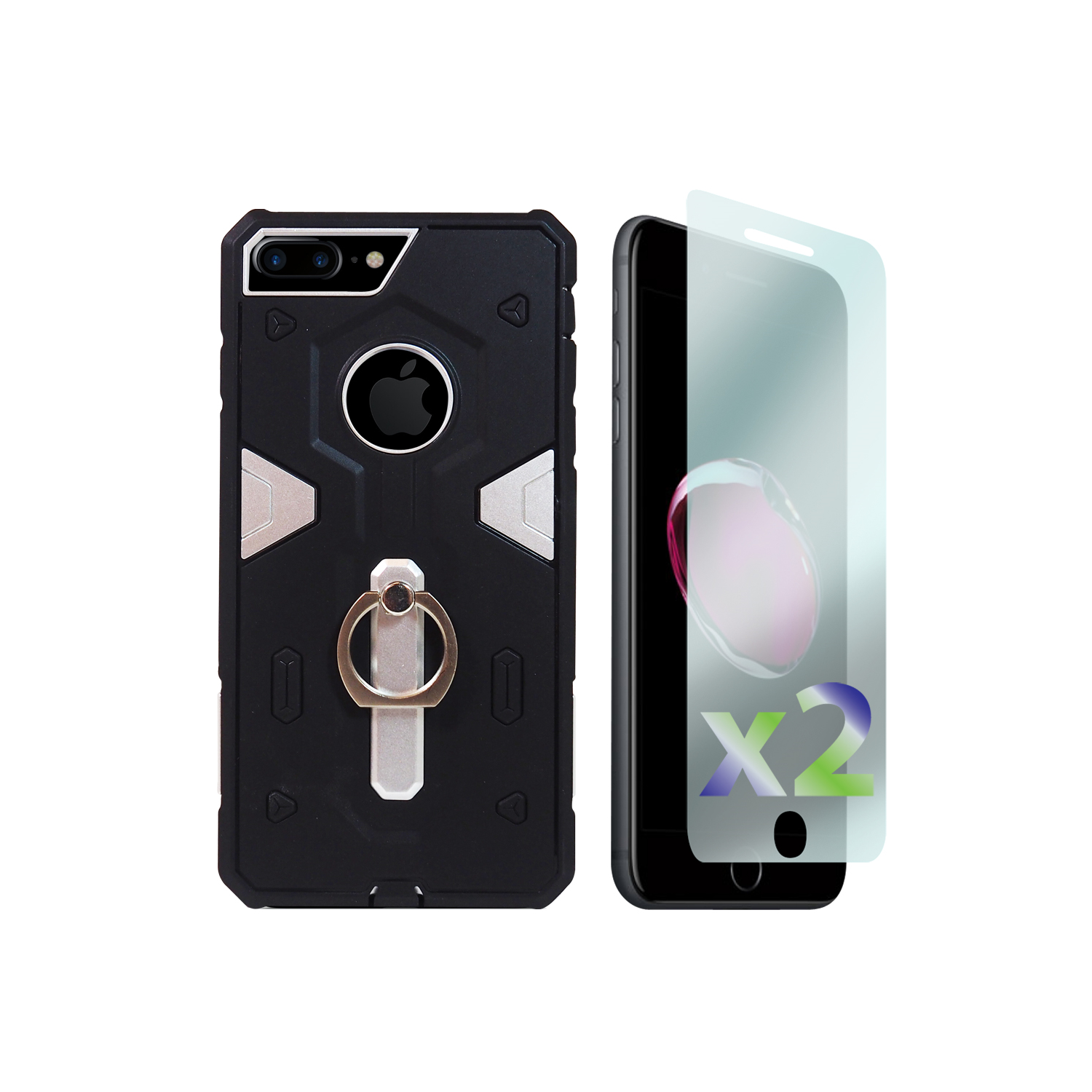 Exian Fitted Hard Shell Case for iPhone 8 Plus;iPhone 7 Plus - Silver