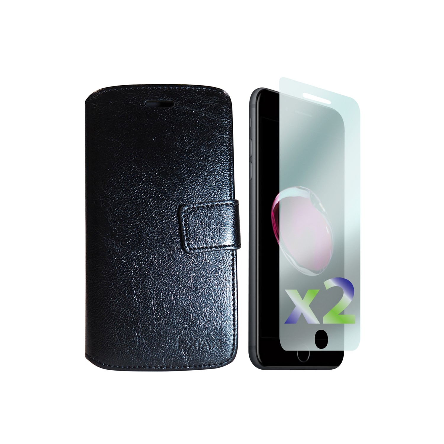 Exian Fitted Soft Shell Case for iPhone 8 Plus;iPhone 7 Plus - Black