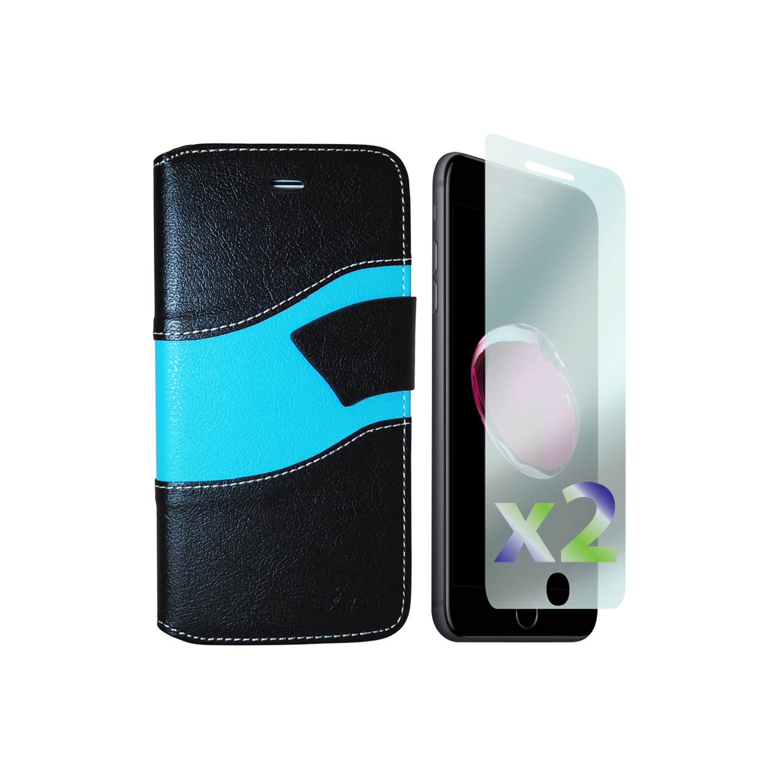 Exian Fitted Soft Shell Case for iPhone 8 Plus;iPhone 7 Plus - Black;Blue