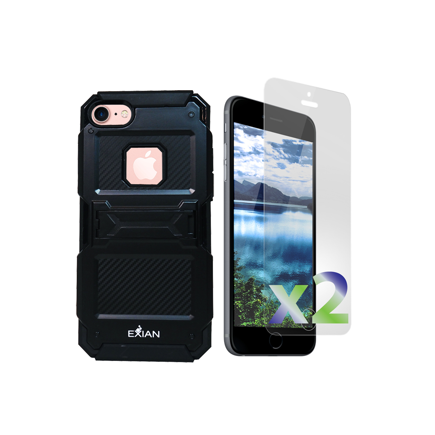 Exian Fitted Hard Shell Case for iPhone 8;iPhone 7 - Black