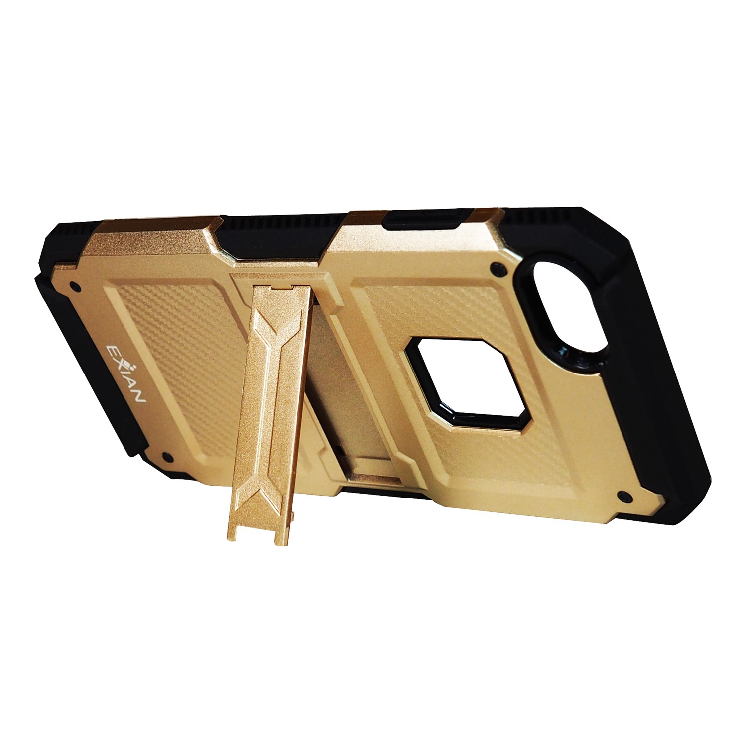 Protecteurs d’écran d’Exian pour iPhone 8/7 X 2 avec étui protecteur et support doré