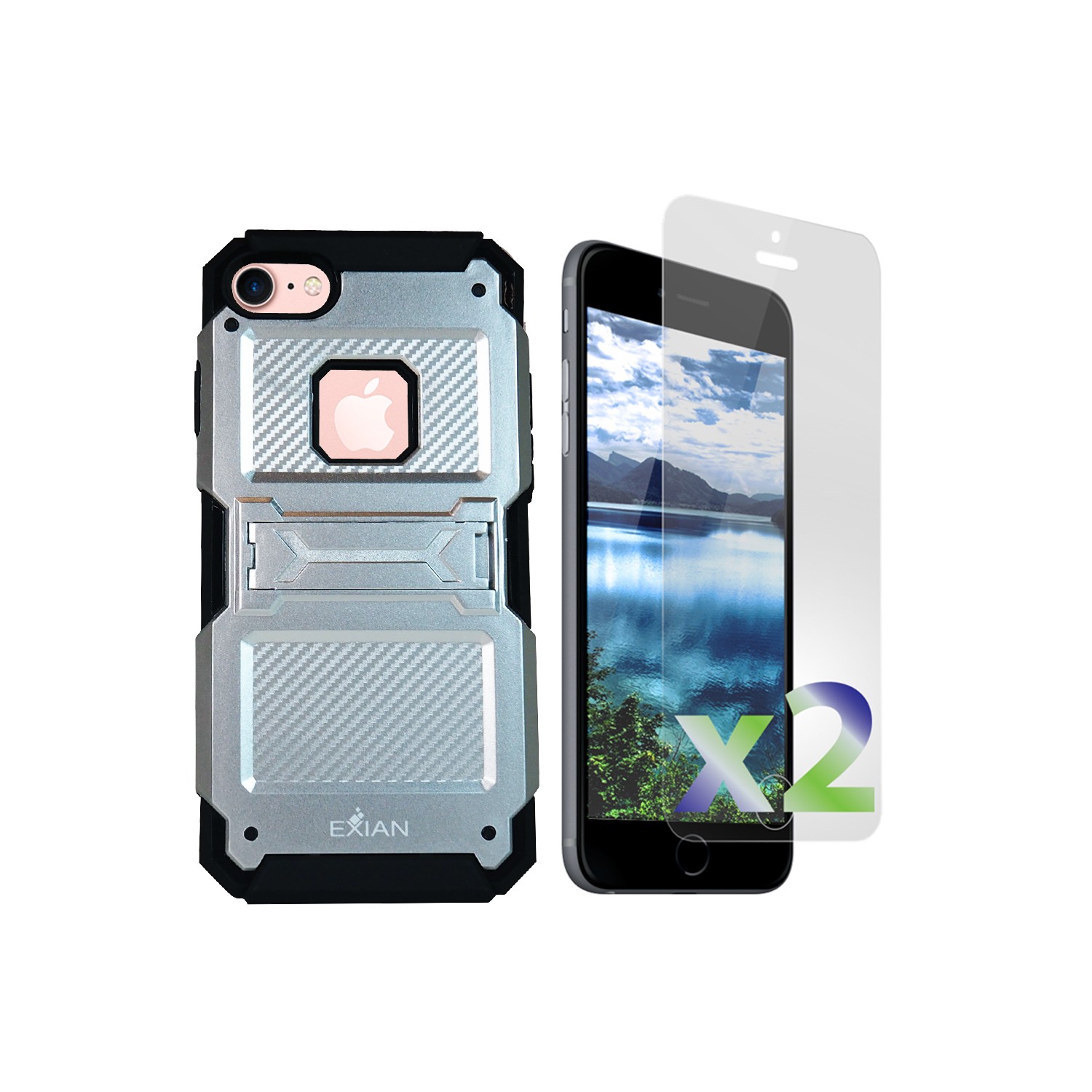 Exian Fitted Hard Shell Case for iPhone 8;iPhone 7 - Silver