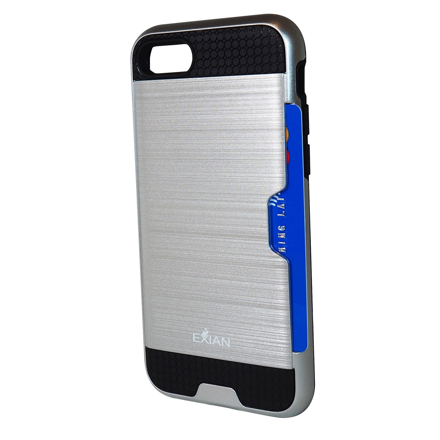 Exian Fitted Hard Shell Case for iPhone 8;iPhone 7 - Metallic Silver