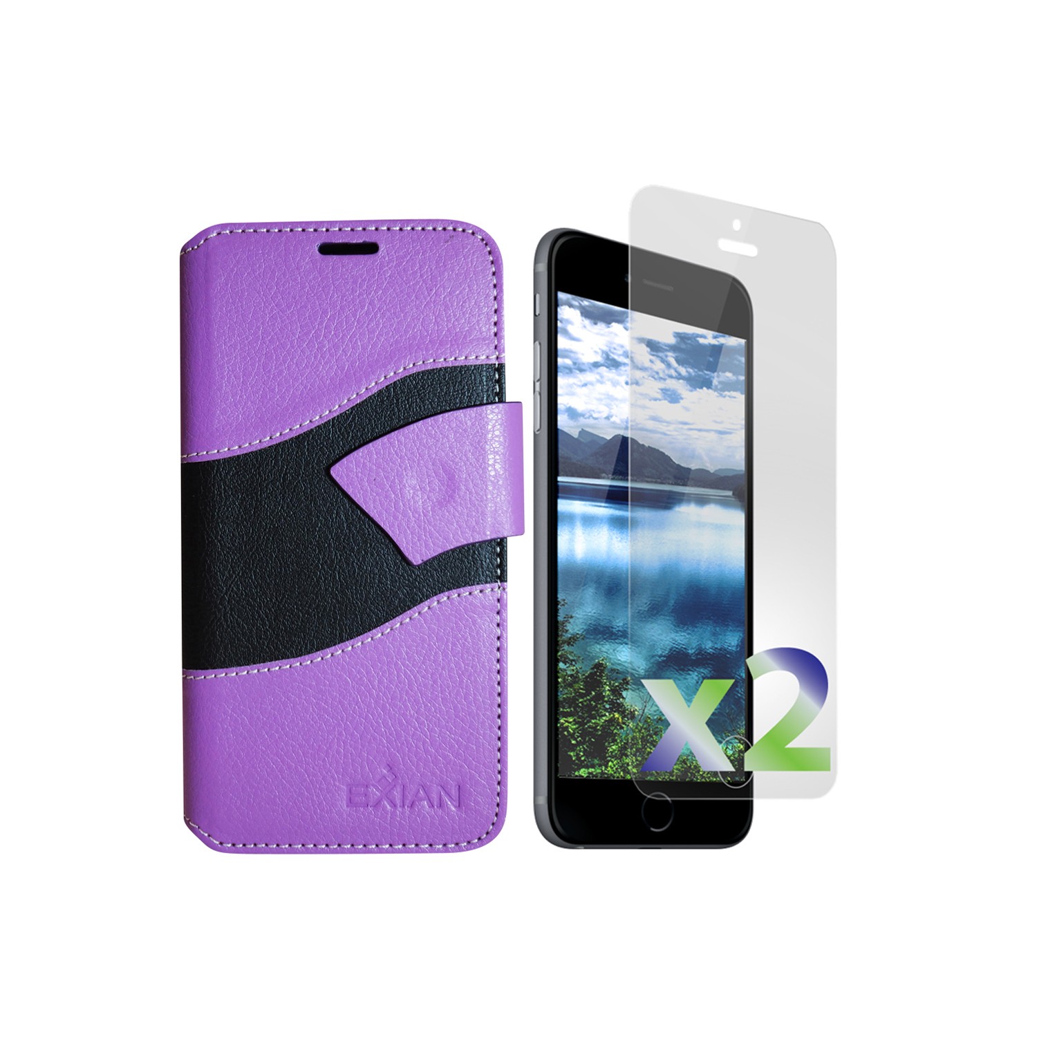 Exian Fitted Soft Shell Case for iPhone 8;iPhone 7 - Black;Purple