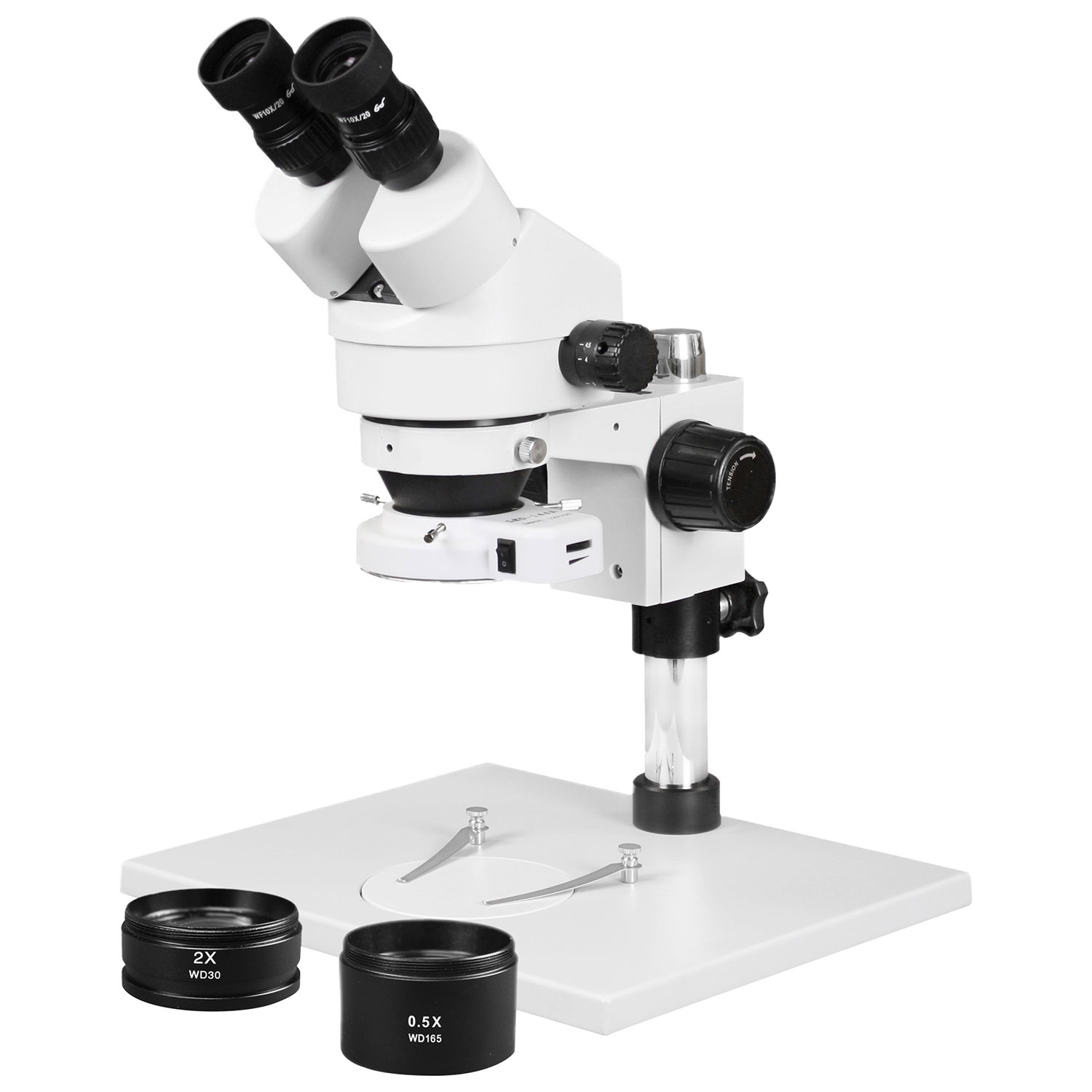 Microscope binoculaire stéréo 3,5x à 90x/anneau lumineux 144 DEL de Walter Products
