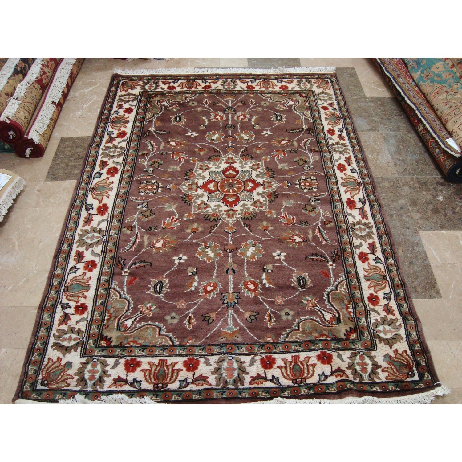 Awesome Floral Medallion Rectangle Area Rug Hand Knotted Wool Silk Carpet'