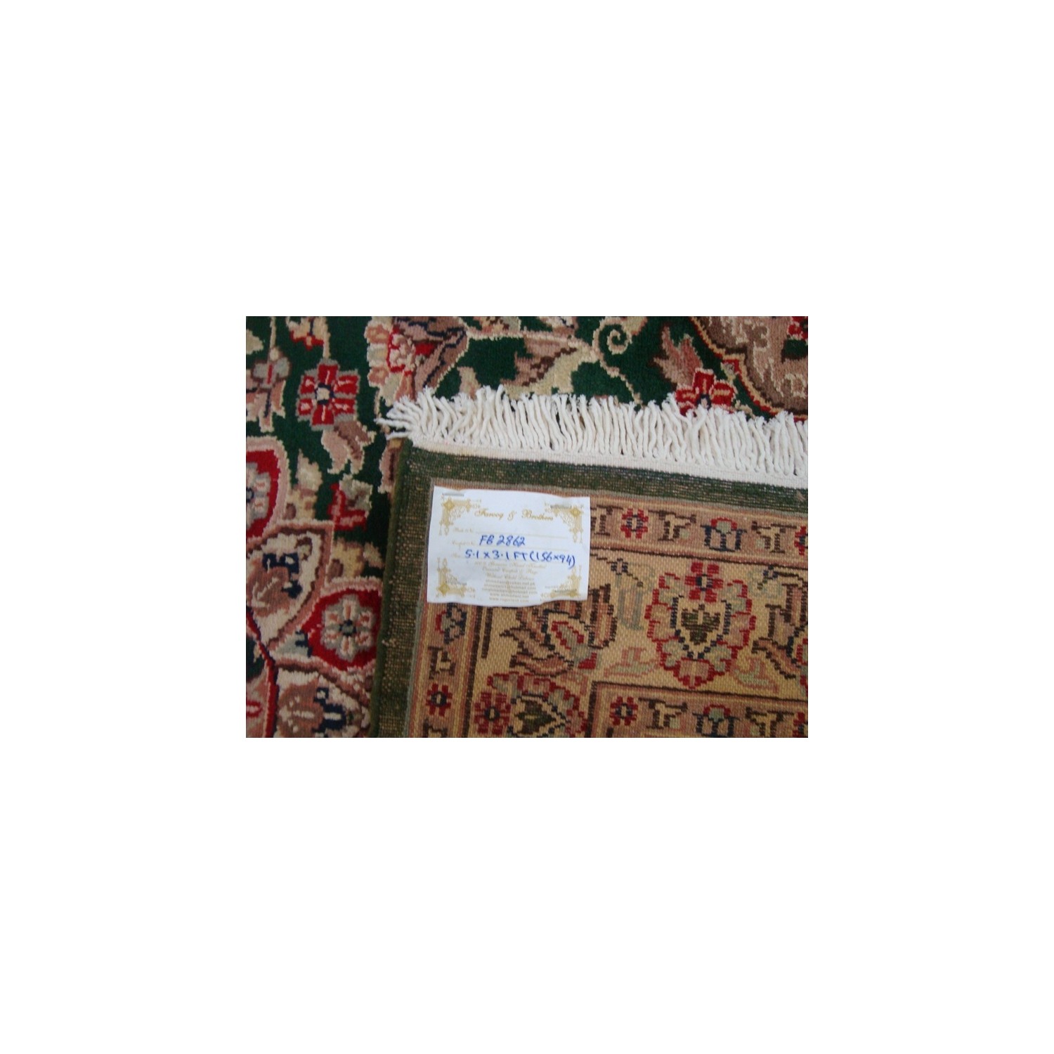 Ahmedani Royal Dark Green Ivory Beauty Floral Oriental Rug Hand Knotted Wool Silk Carpet 5.1' x 3.1' Area Rug - Dark Green