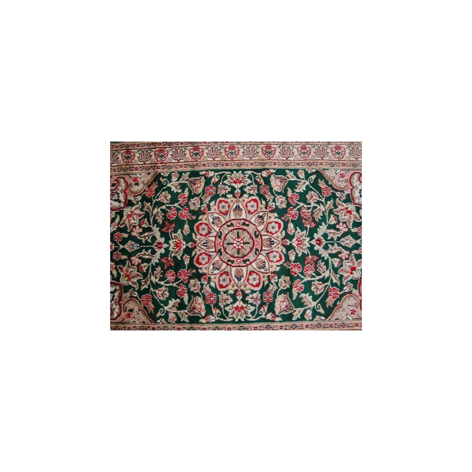 Ahmedani Royal Dark Green Ivory Beauty Floral Oriental Rug Hand Knotted Wool Silk Carpet 5.1' x 3.1' Area Rug - Dark Green