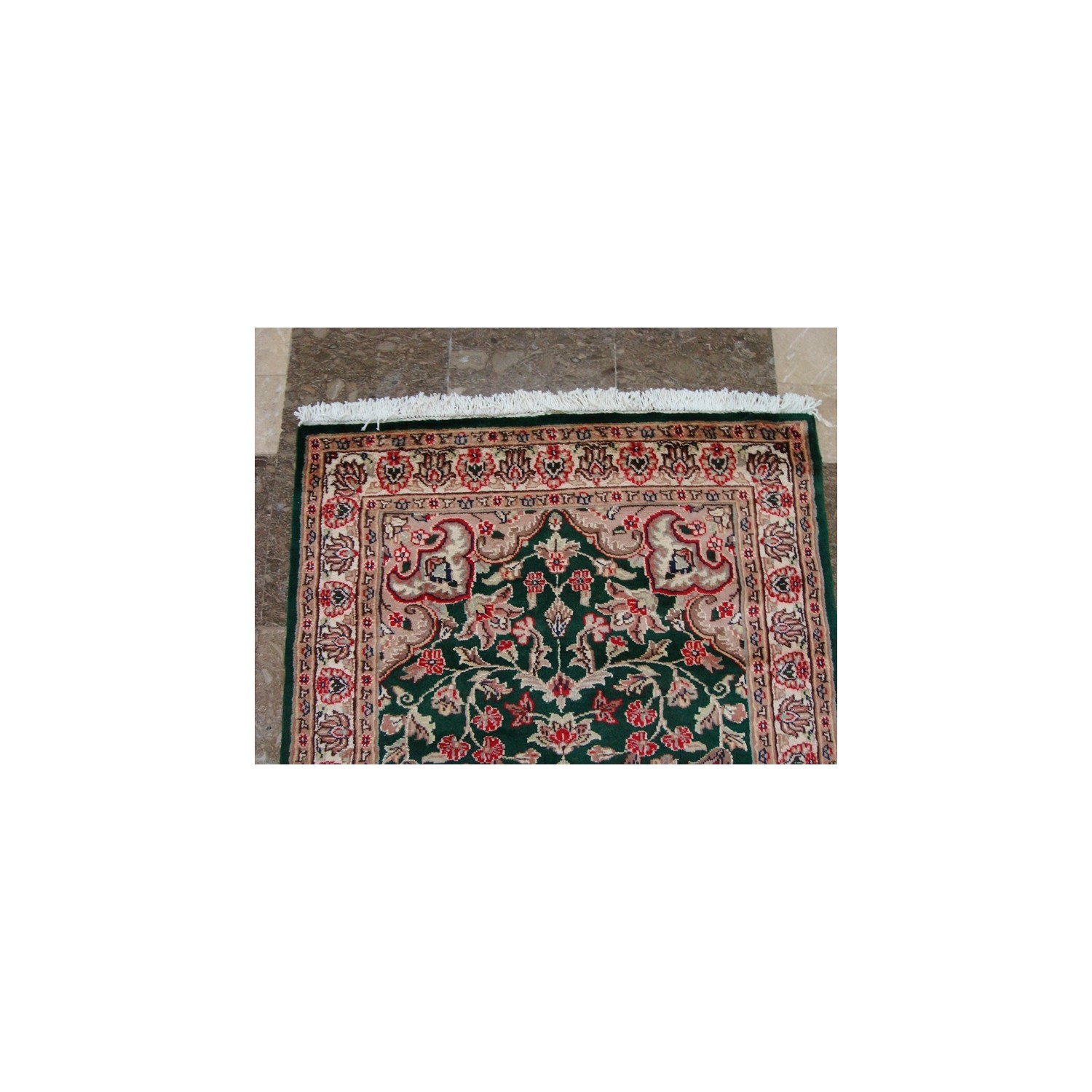 Ahmedani Royal Dark Green Ivory Beauty Floral Oriental Rug Hand Knotted Wool Silk Carpet 5.1' x 3.1' Area Rug - Dark Green