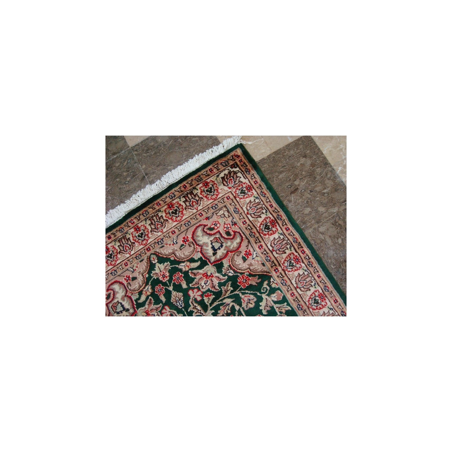 Ahmedani Royal Dark Green Ivory Beauty Floral Oriental Rug Hand Knotted Wool Silk Carpet 5.1' x 3.1' Area Rug - Dark Green