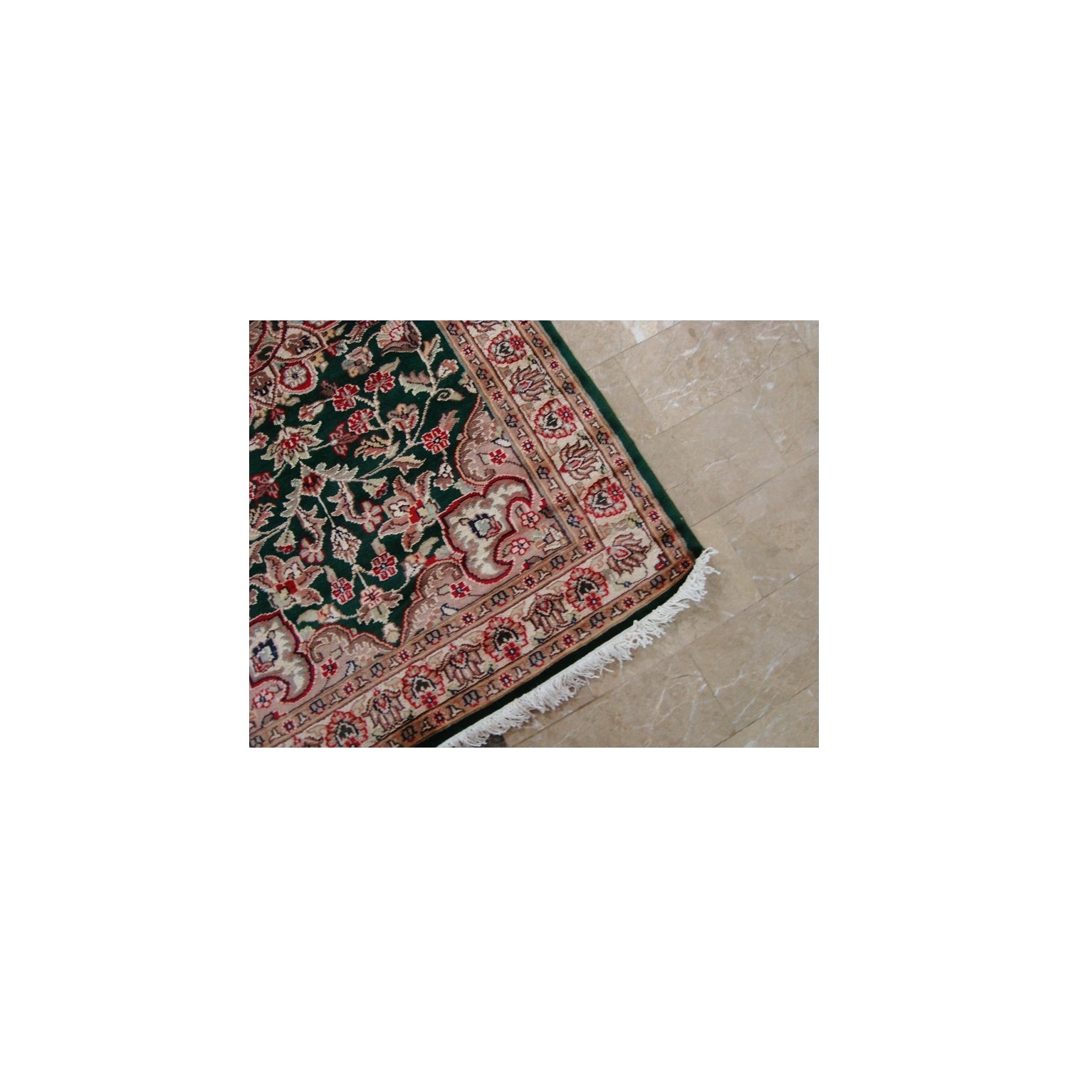 Ahmedani Royal Dark Green Ivory Beauty Floral Oriental Rug Hand Knotted Wool Silk Carpet 5.1' x 3.1' Area Rug - Dark Green