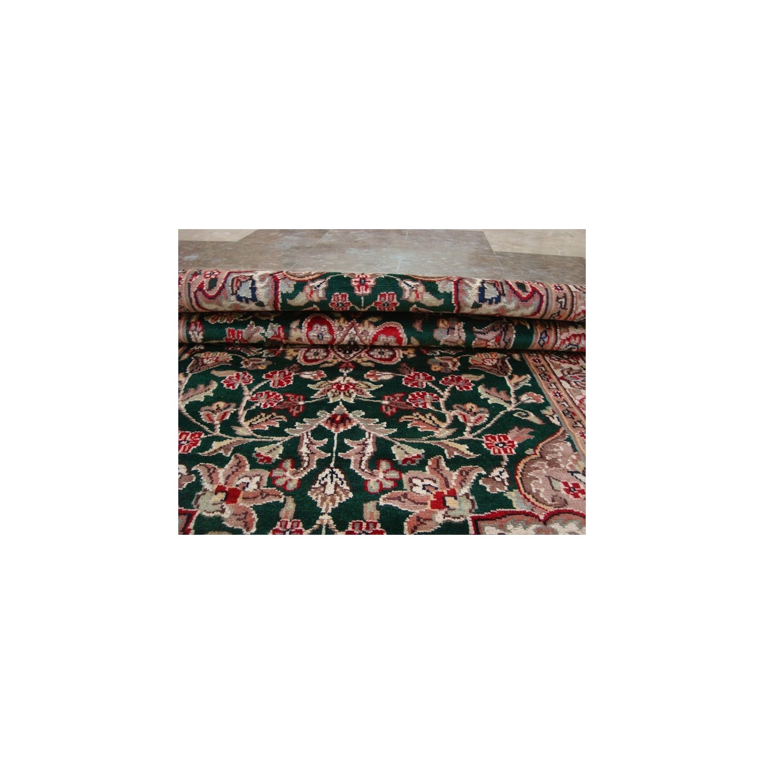 Ahmedani Royal Dark Green Ivory Beauty Floral Oriental Rug Hand Knotted Wool Silk Carpet 5.1' x 3.1' Area Rug - Dark Green