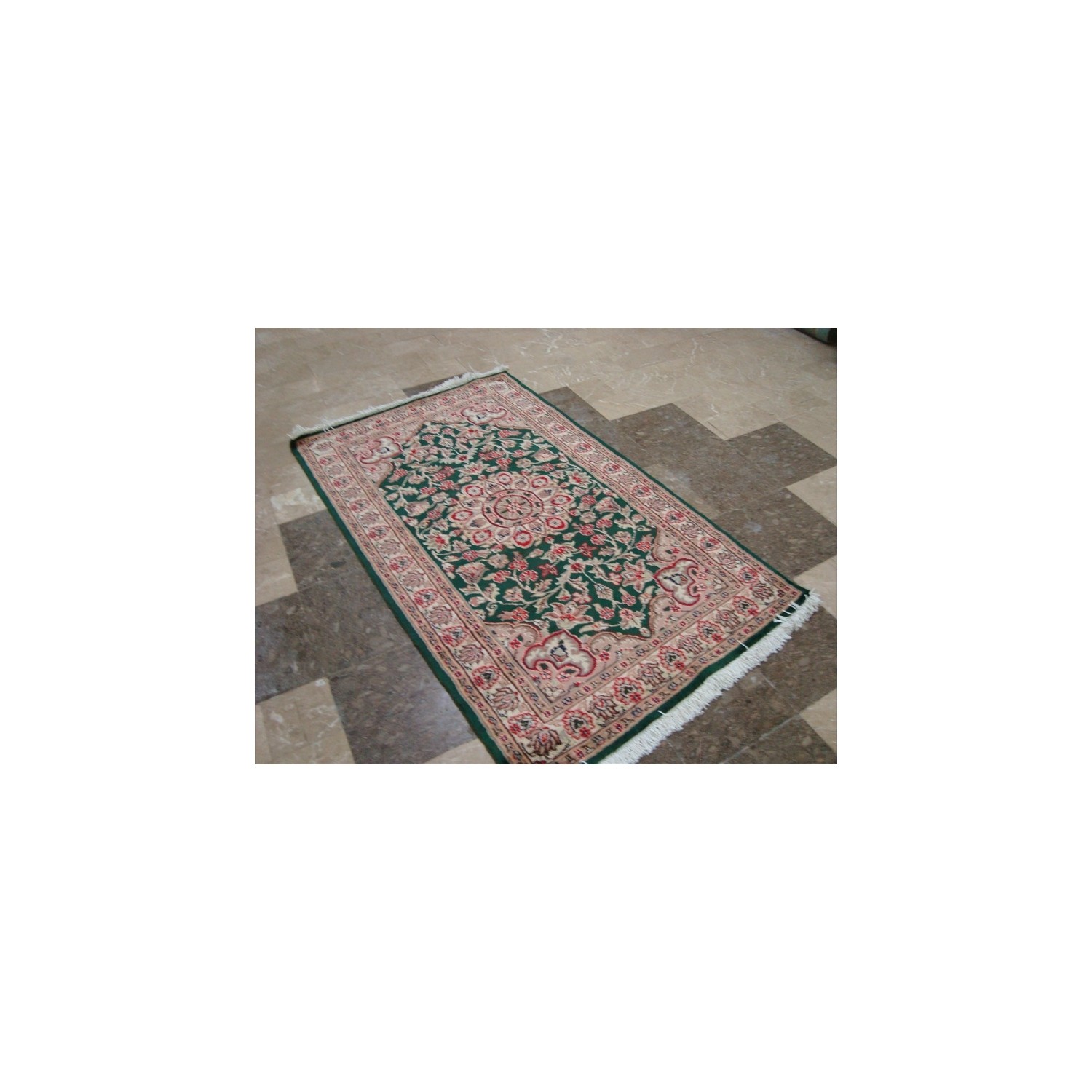 Ahmedani Royal Dark Green Ivory Beauty Floral Oriental Rug Hand Knotted Wool Silk Carpet 5.1' x 3.1' Area Rug - Dark Green