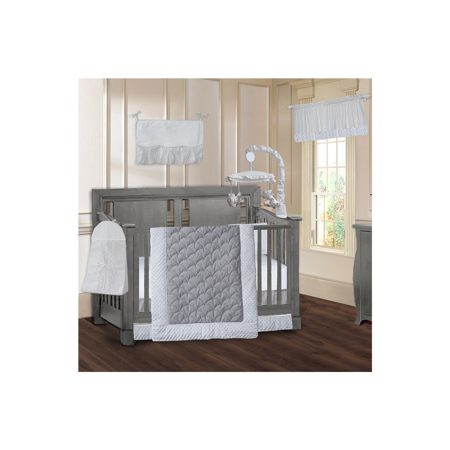 BabyFad Minky White 9 Piece Baby Crib Bedding