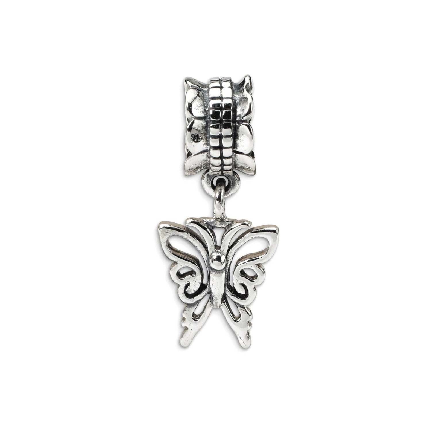 IceCarats 925 Sterling Silver Charm For Bracelet Butterfly Dangle Bead Nature Animal