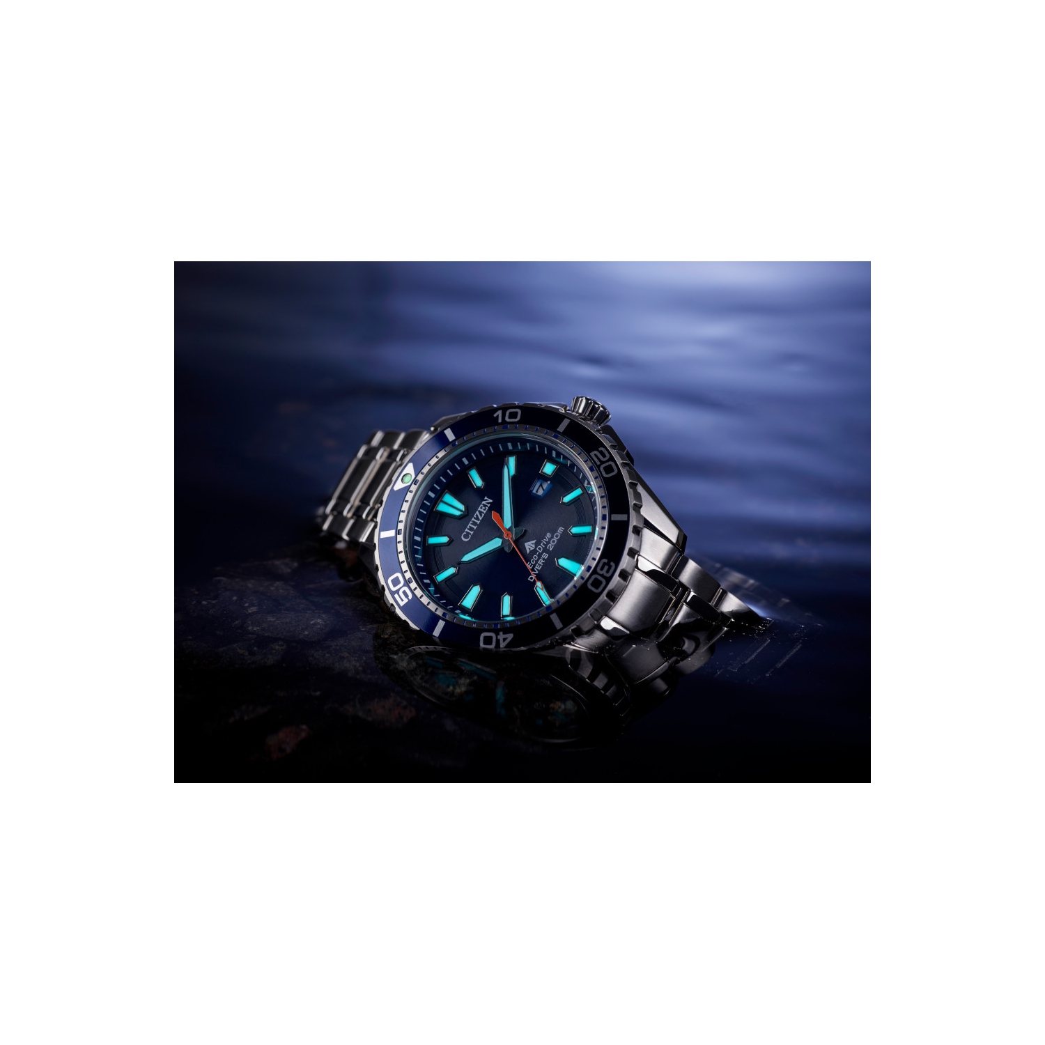 Citizen Mens Promaster Dive Eco-Drive Watch 45mm Silver-Tone Stainless Steel Case and Bracelet with Blue Dial