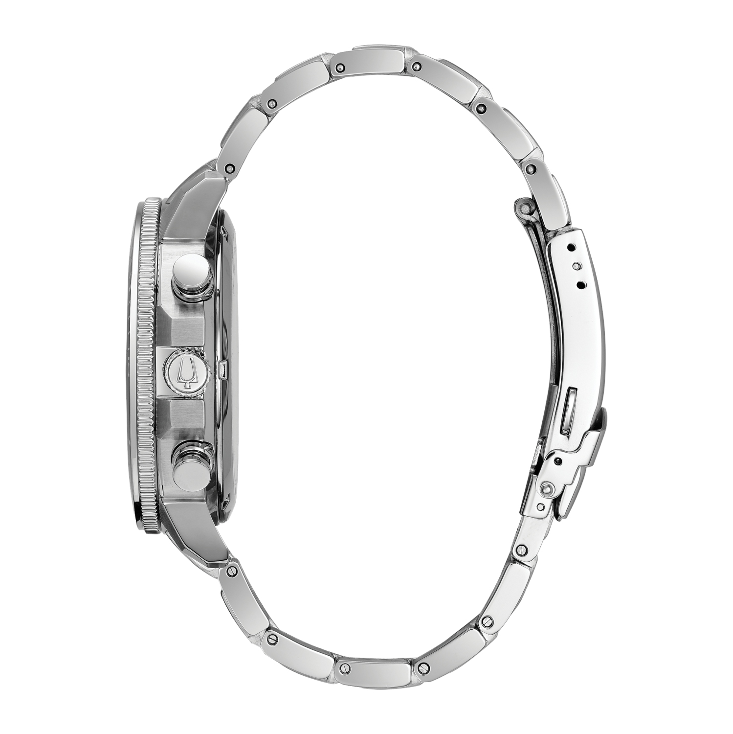 Bulova Mens Marine Star Quartz Watch 45mm Silver-Tone Stainless Steel Case and Bracelet with Black Dial