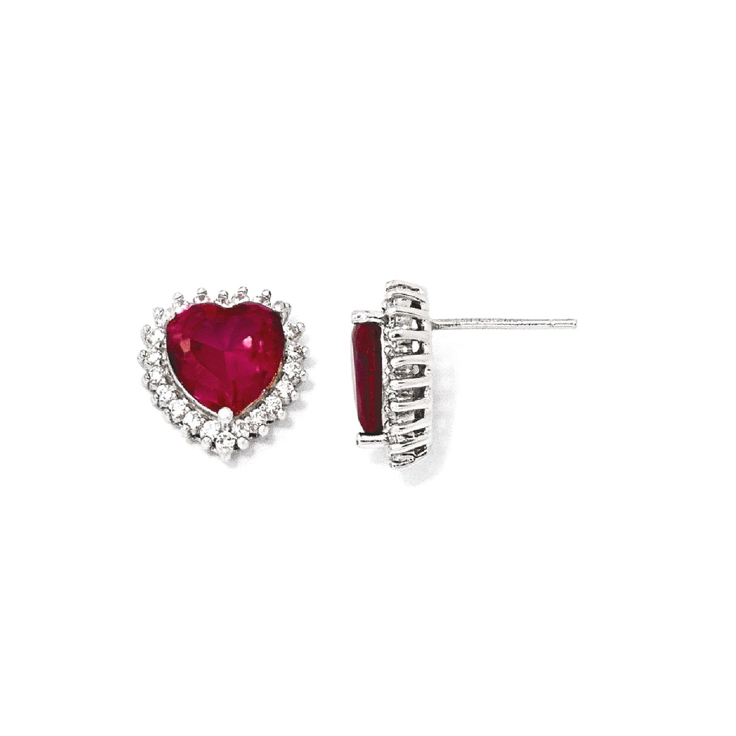 IceCarats 925 Sterling Silver 100 Facet Synthetic Red Ruby Cubic Zirconia Cz Heart Post Stud Earrings Love