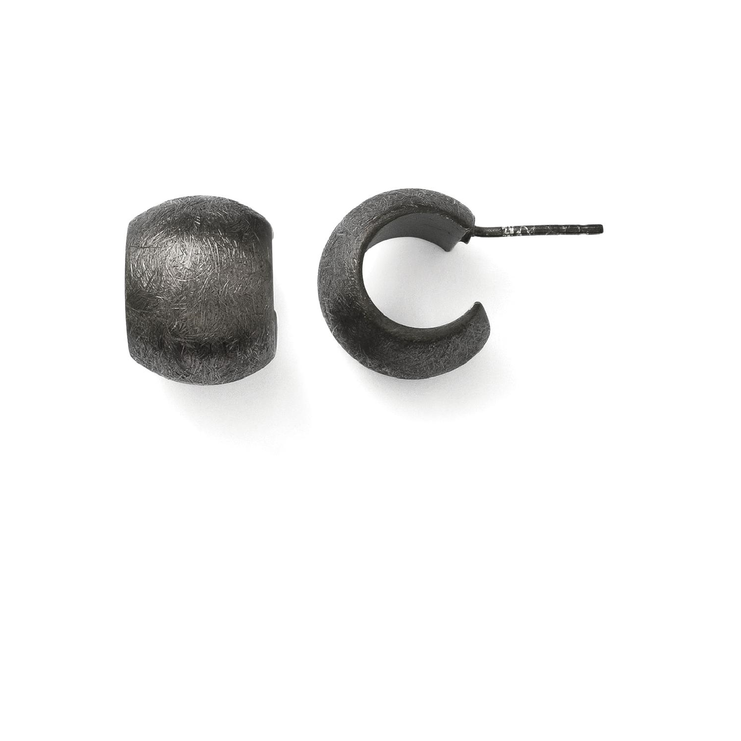 IceCarats Sand Ruthenium Plated Scratch Finish Huggy Post Stud Hoop Earrings Ear Hoops Set For Women