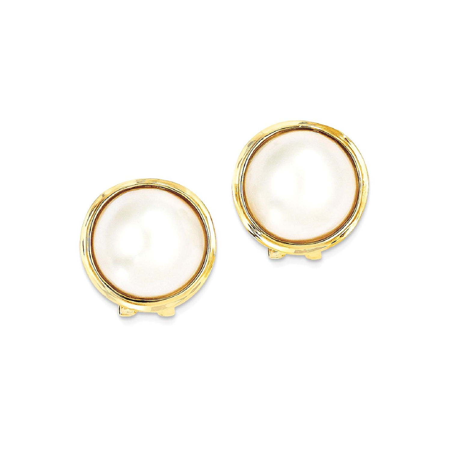 IceCarats 14k Yellow Gold 14 15mm Cultured Mabe Pearl Post Stud Ball Button Earrings