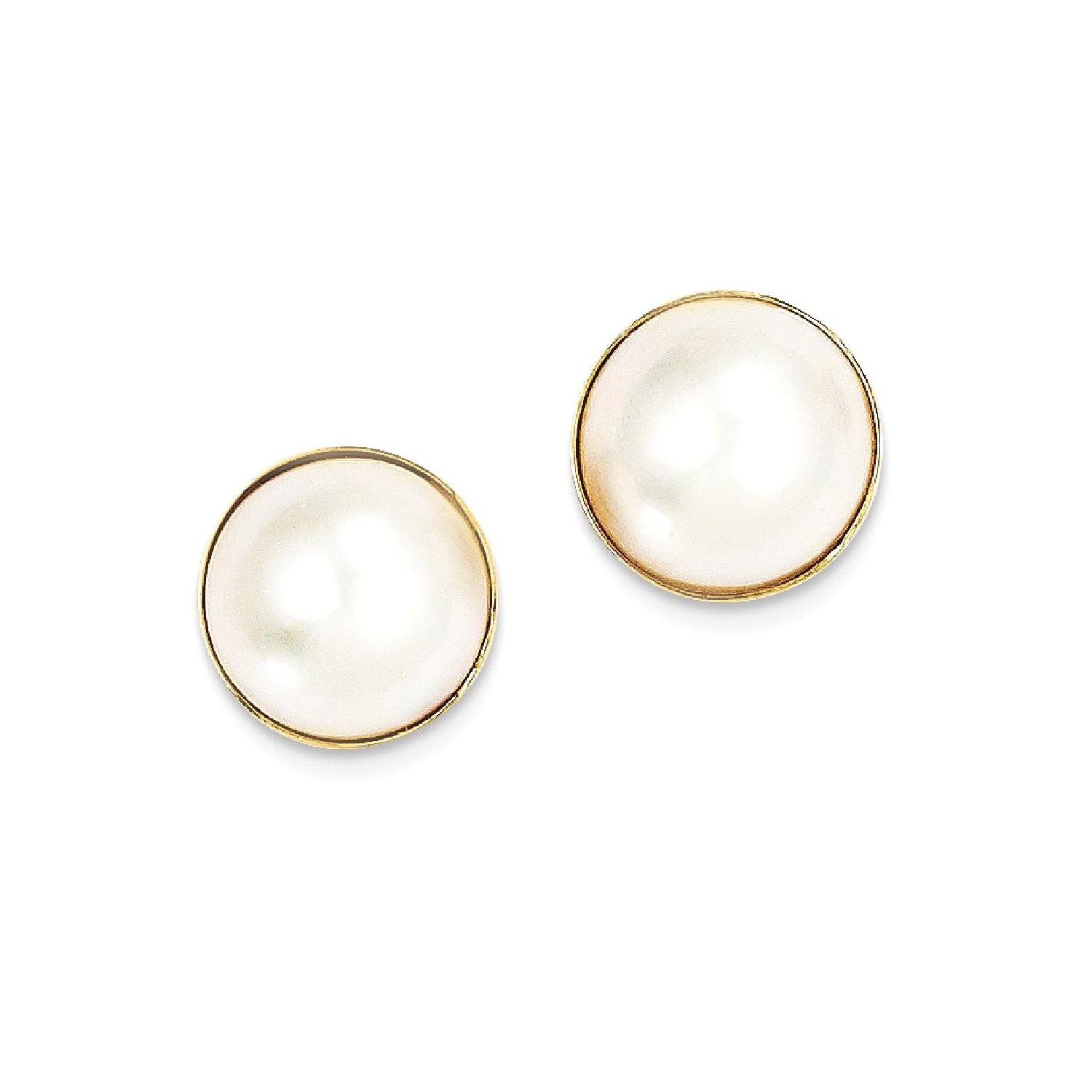 IceCarats 14k Yellow Gold 10mm Cultured Mabe Pearl Post Stud Ball Button Earrings