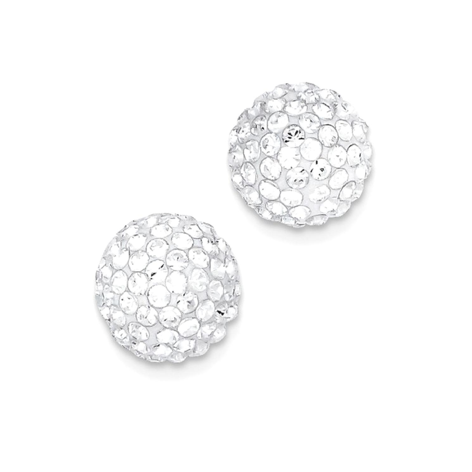 IceCarats 14k Yellow Gold 10mm Disco Ball Crystal Stud Button Earrings