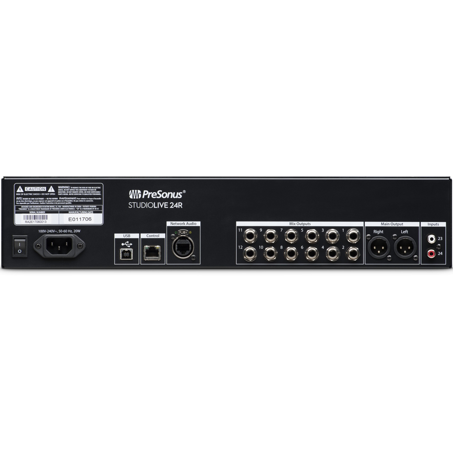 Présonus STUDIOLIVE-24R, boîte à 26 entrées, 32 canaux, 3 phases et console de mixage sur bâti