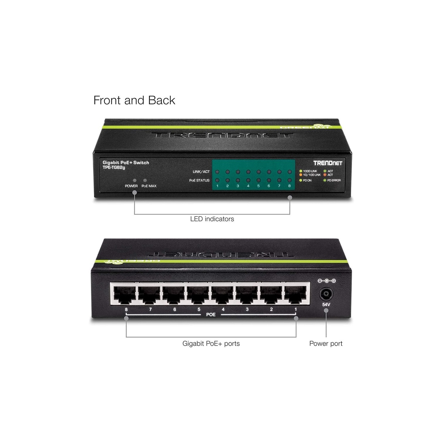 TRENDnet TPE-TG82g 8-Port Gigabit PoE+ Switch