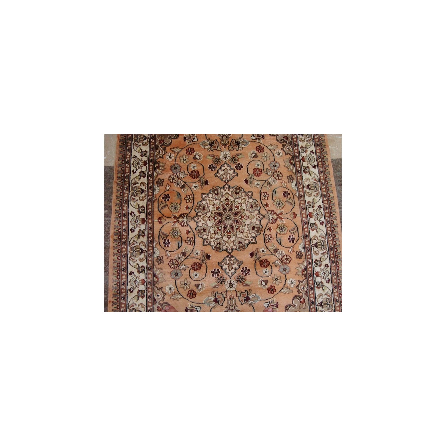Ahmedani Awesome Floral Medallion Hand Knotted Oriental Wool Silk Carpet 6.0' x 4.1' Area Rug - Multi-Colour