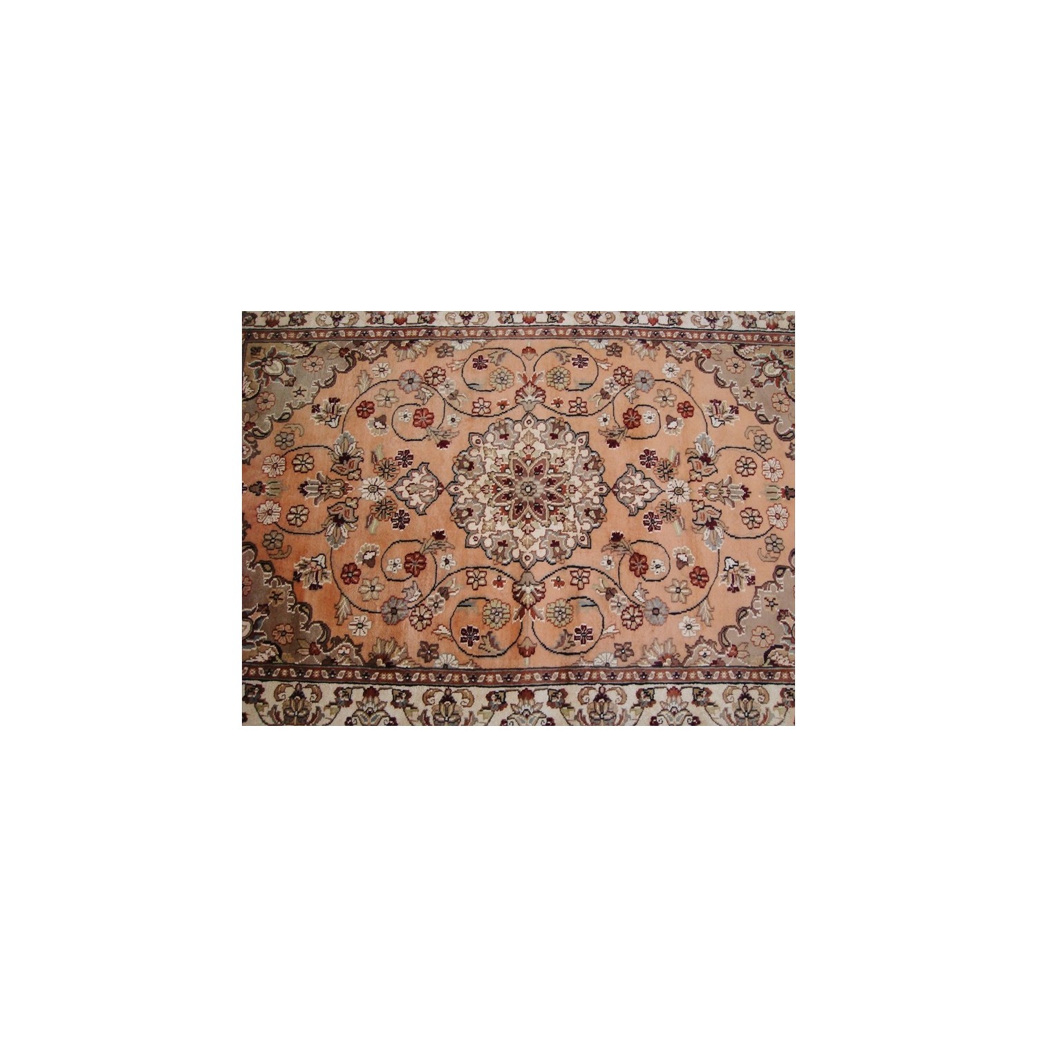 Ahmedani Awesome Floral Medallion Hand Knotted Oriental Wool Silk Carpet 6.0' x 4.1' Area Rug - Multi-Colour