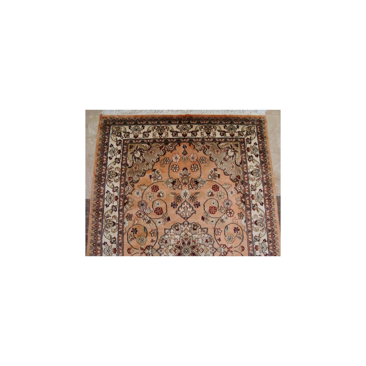 Ahmedani Awesome Floral Medallion Hand Knotted Oriental Wool Silk Carpet 6.0' x 4.1' Area Rug - Multi-Colour