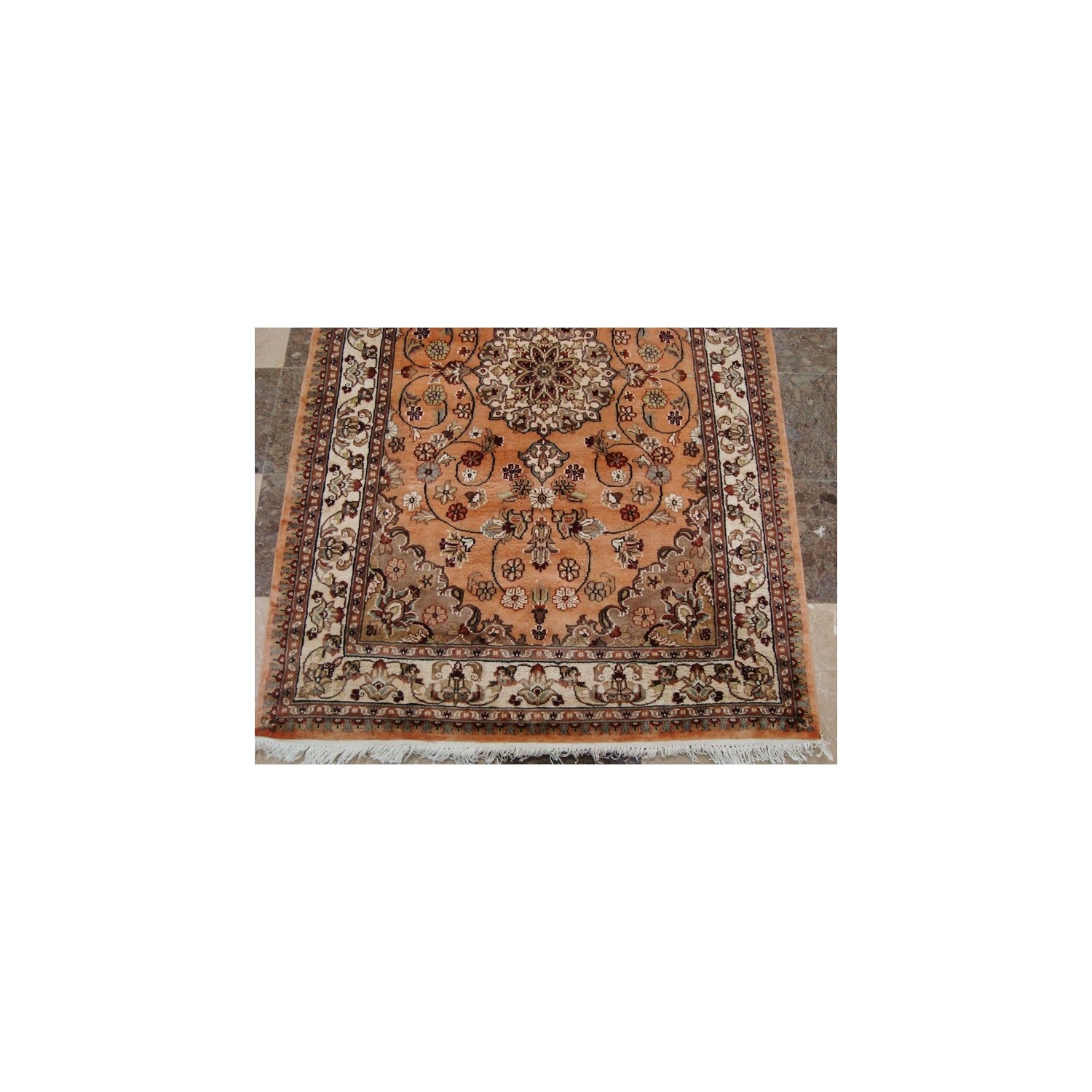 Ahmedani Awesome Floral Medallion Hand Knotted Oriental Wool Silk Carpet 6.0' x 4.1' Area Rug - Multi-Colour