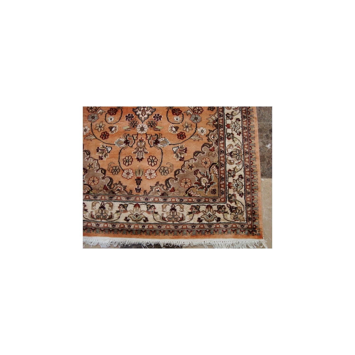 Ahmedani Awesome Floral Medallion Hand Knotted Oriental Wool Silk Carpet 6.0' x 4.1' Area Rug - Multi-Colour