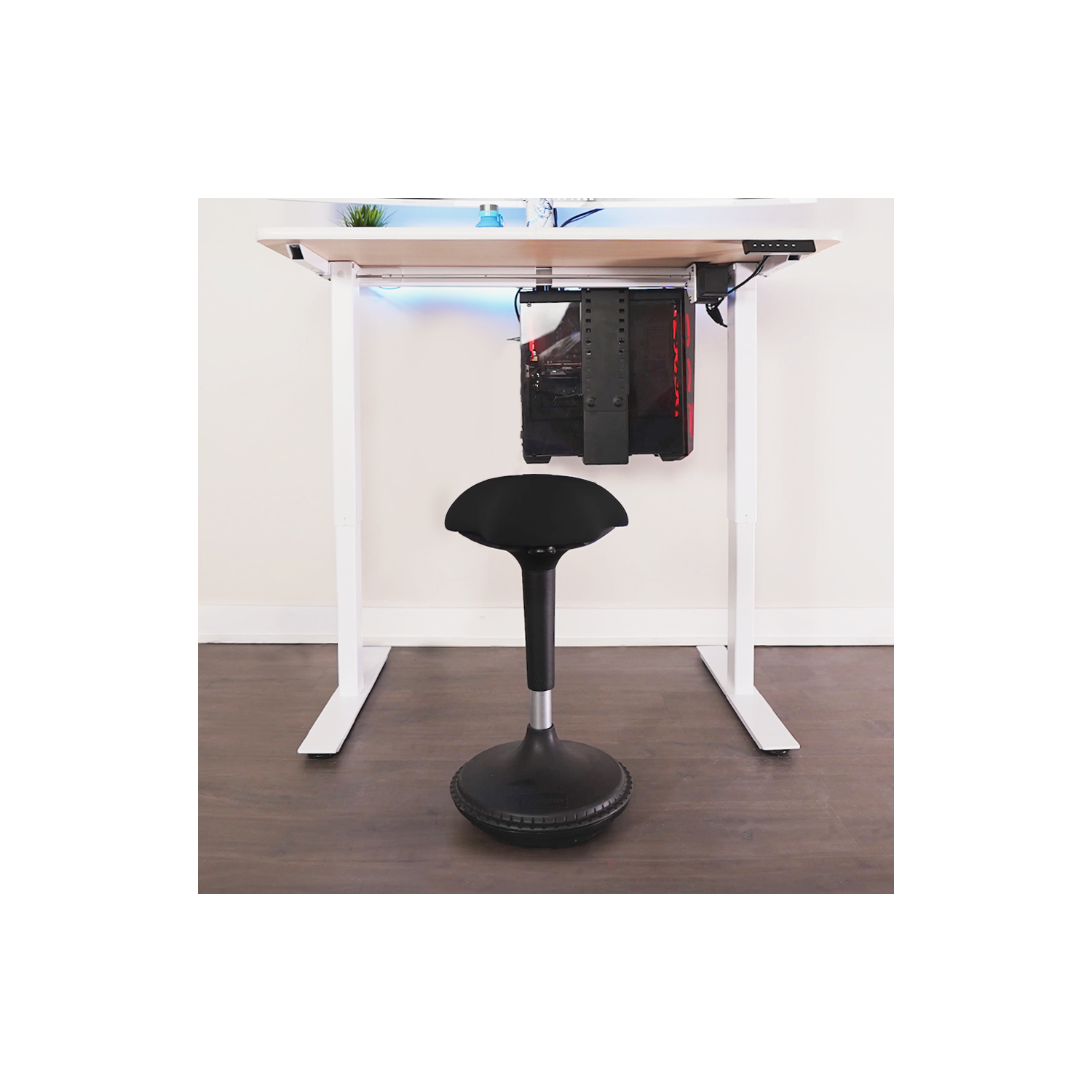 Tabouret ergonomique pour position assise active avec assise oscillante, idéal pour les bureaux debout et le renforcement du tronc
