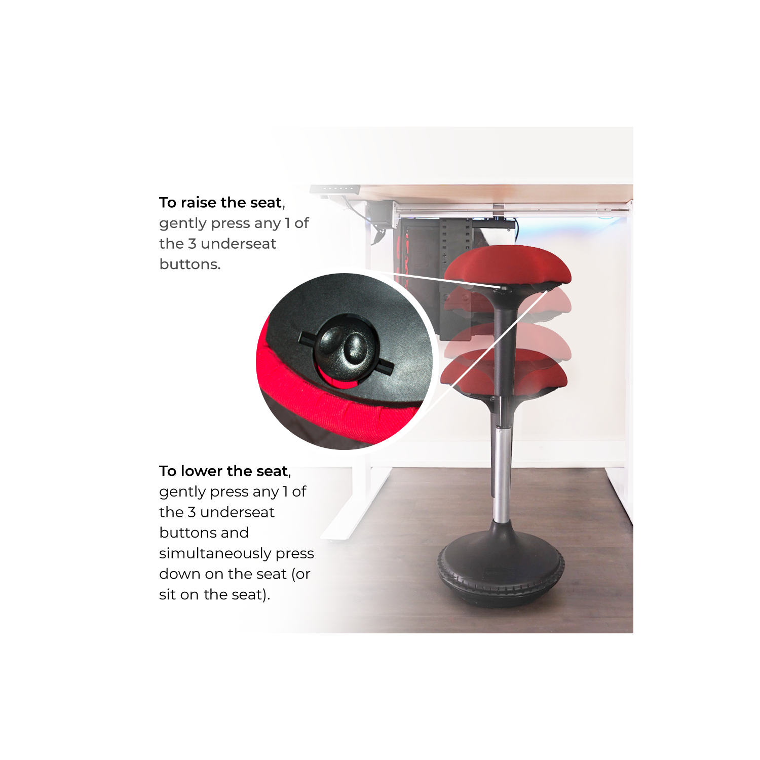 Tabouret ergonomique pour position assise active de la chaise oscillante, idéal pour les bureaux debout et le renforcement du tronc