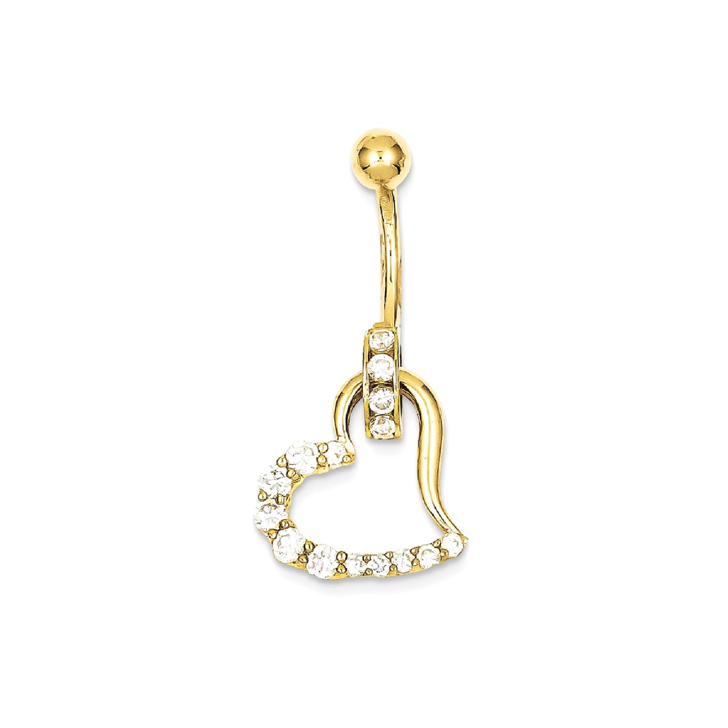 IceCarats 10k Yellow Gold Cubic Zirconia Cz Huggy Heart Belly Button Rings Screw Navel Bars Body Piercing Naval