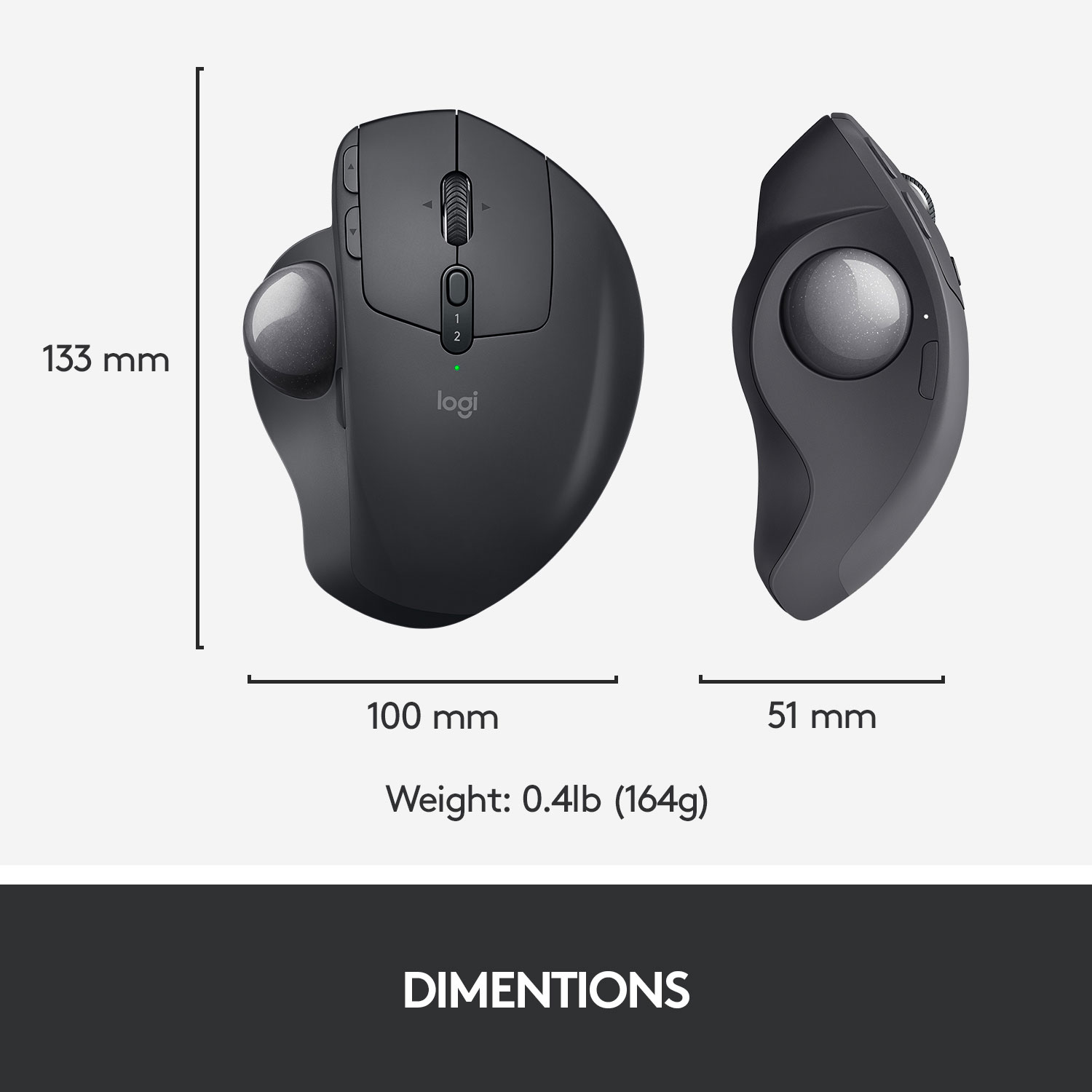 Logitech MX ERGO Plus Wireless Laser Trackball Mouse - Black