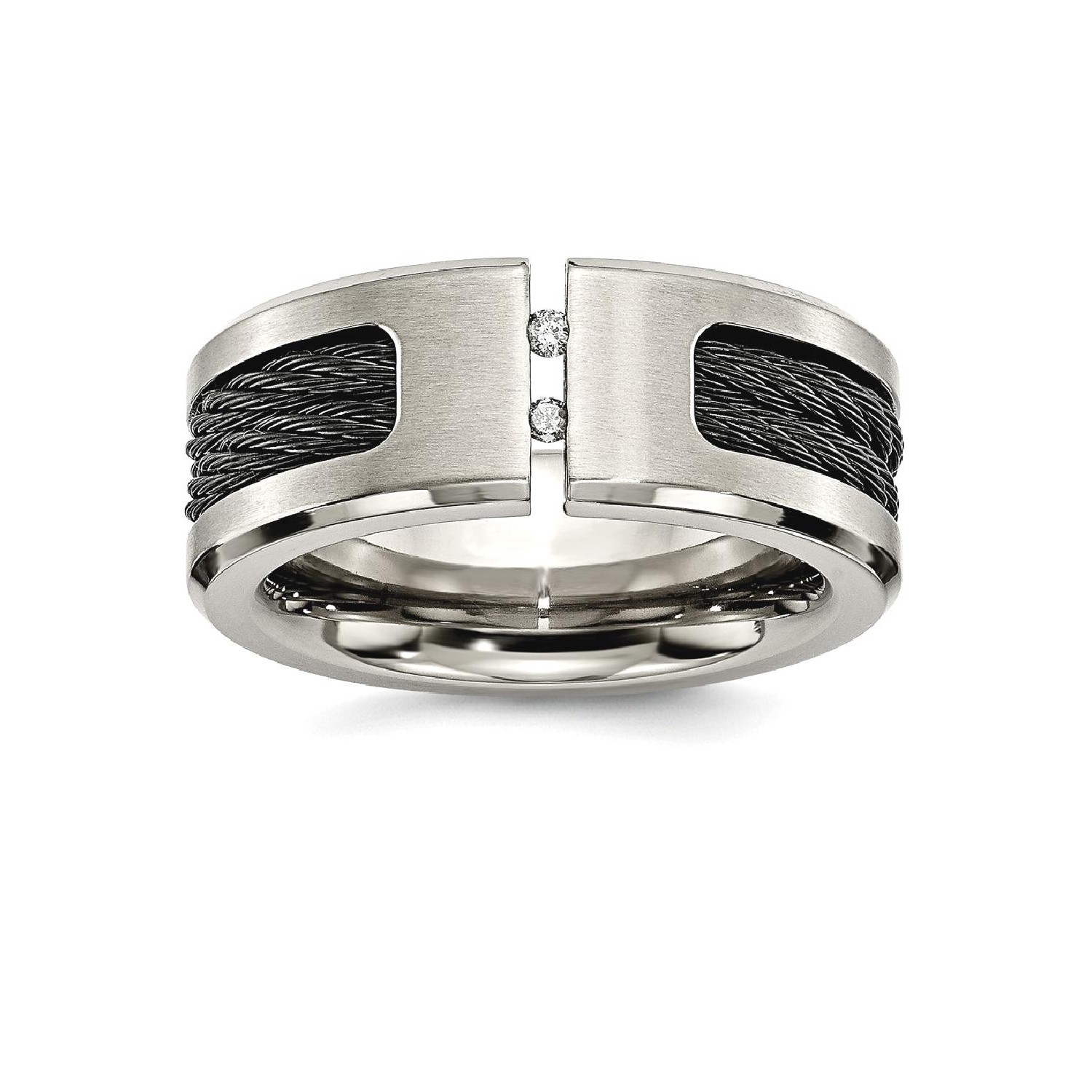 IceCarats Titanium Black Plated Cable Diamonds /brushed Wedding Ring Band  Size 8.00 Men Fancy