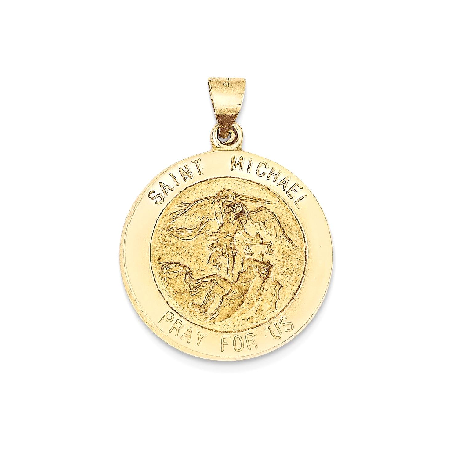 solid gold st michael pendant