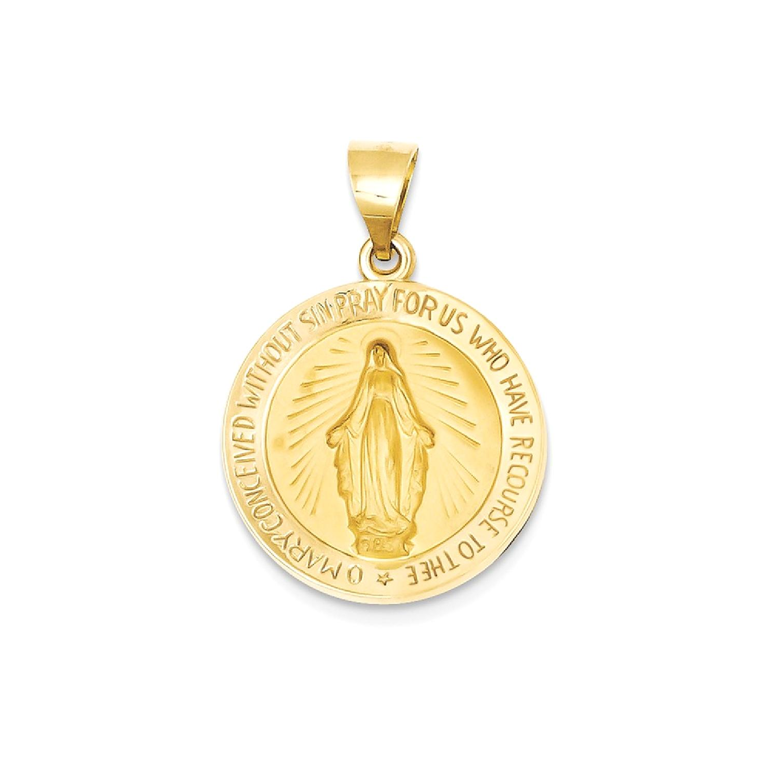 IceCarats 14k Yellow Gold Miraculous Medal Pendant Charm Necklace Religious Miraculou