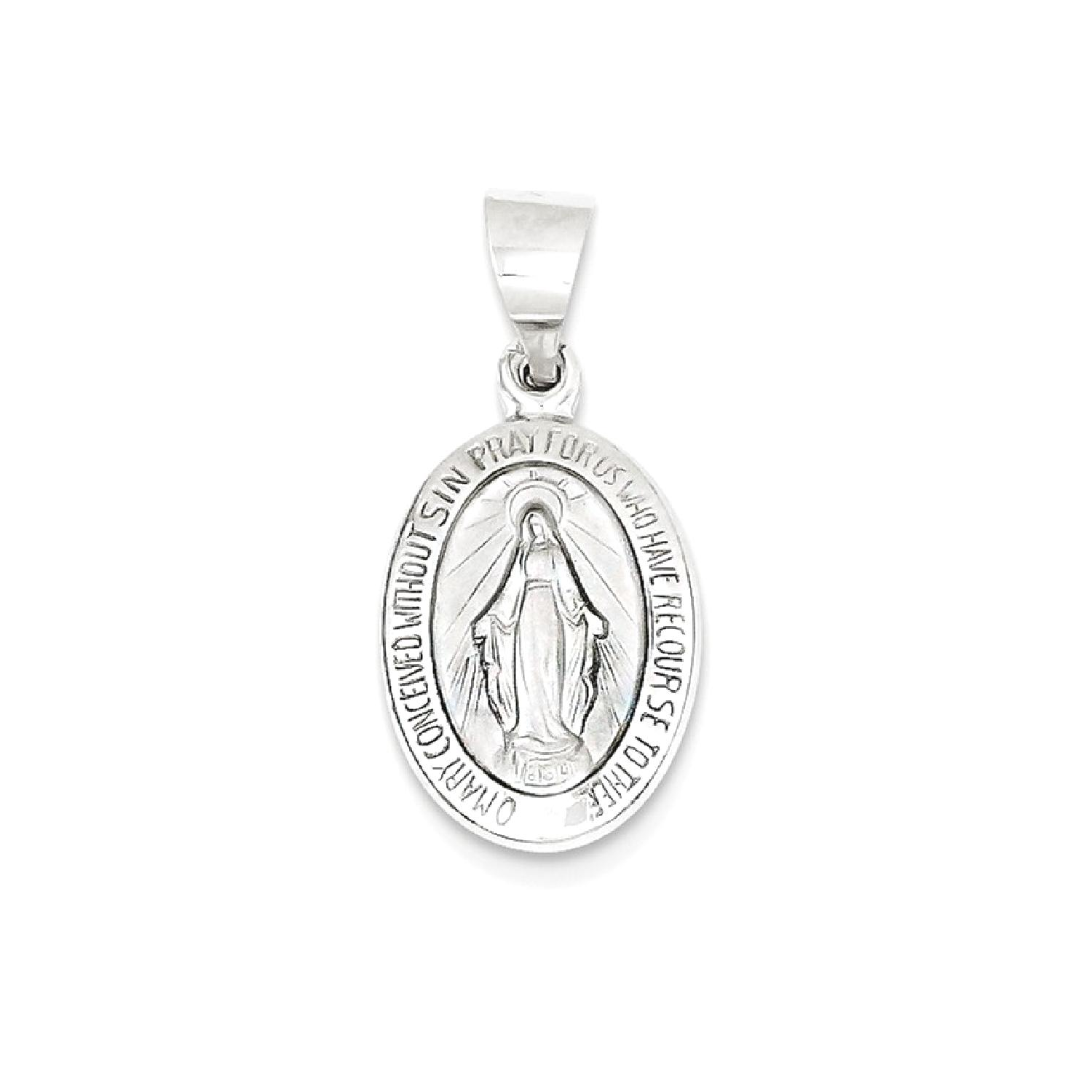 IceCarats 14k White Gold Miraculous Medal Pendant Charm Necklace Religious Miraculou