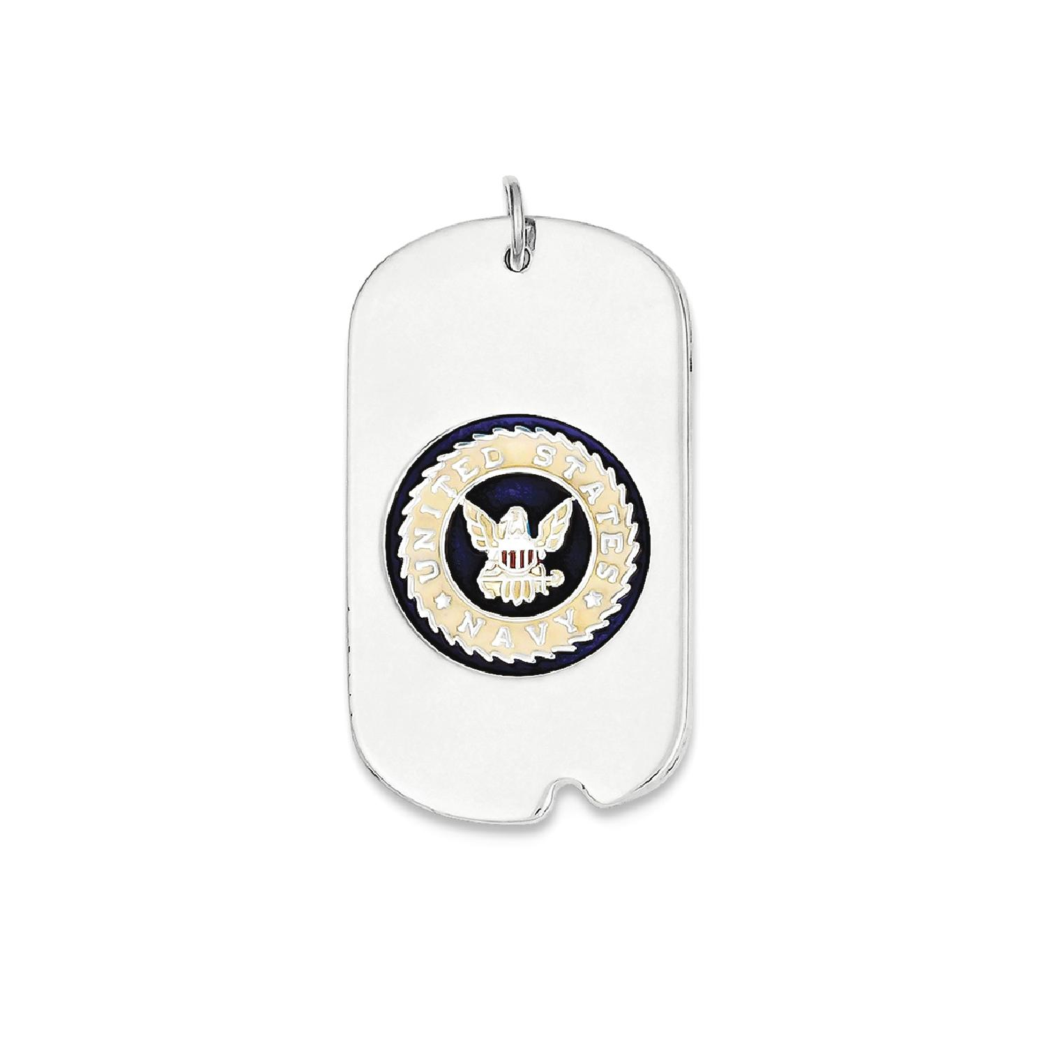 IceCarats 925 Sterling Silver Rhod Plated Us Navy Dog Tag Military